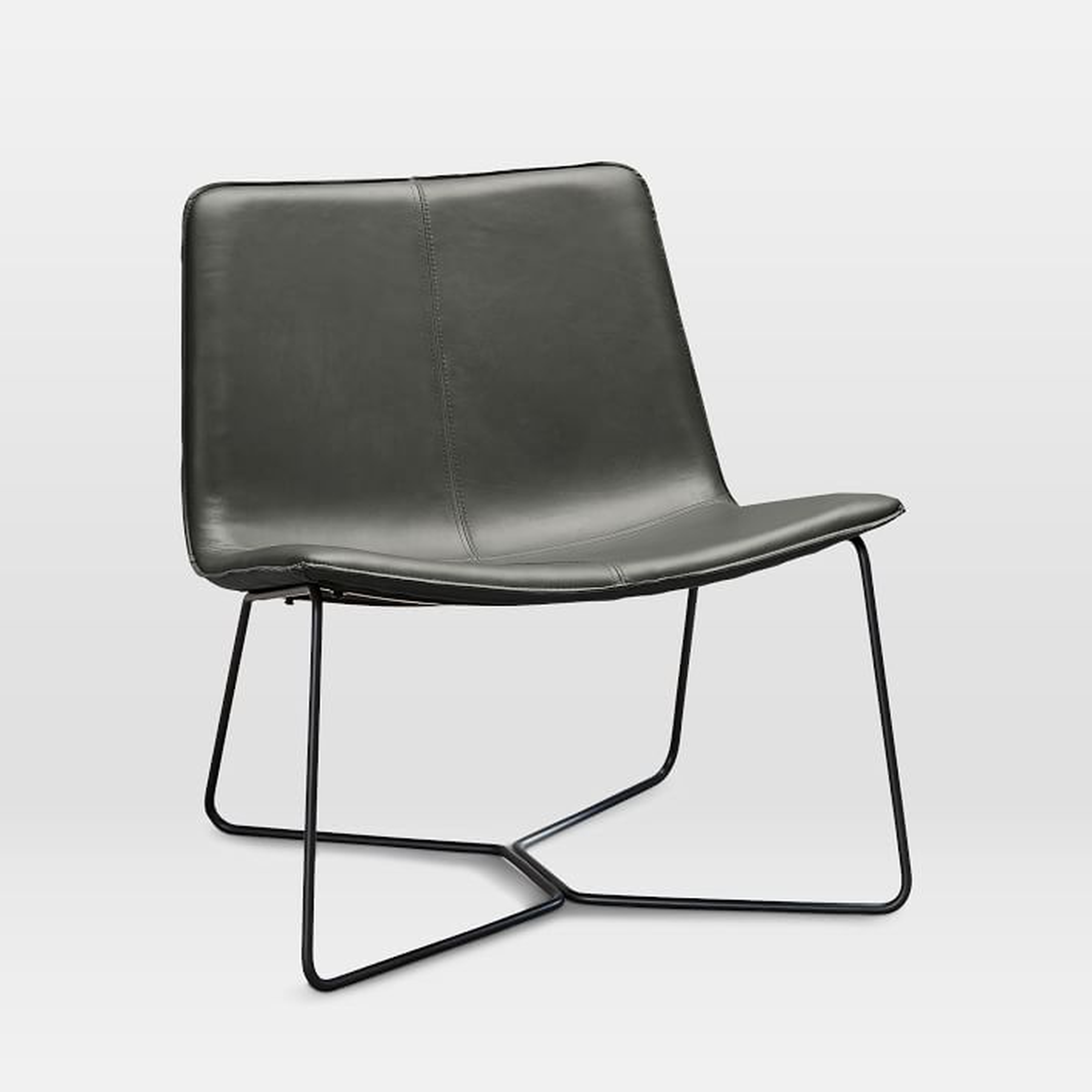 Slope Leather Lounge Chair, Vegan Leather, Cinder - West Elm