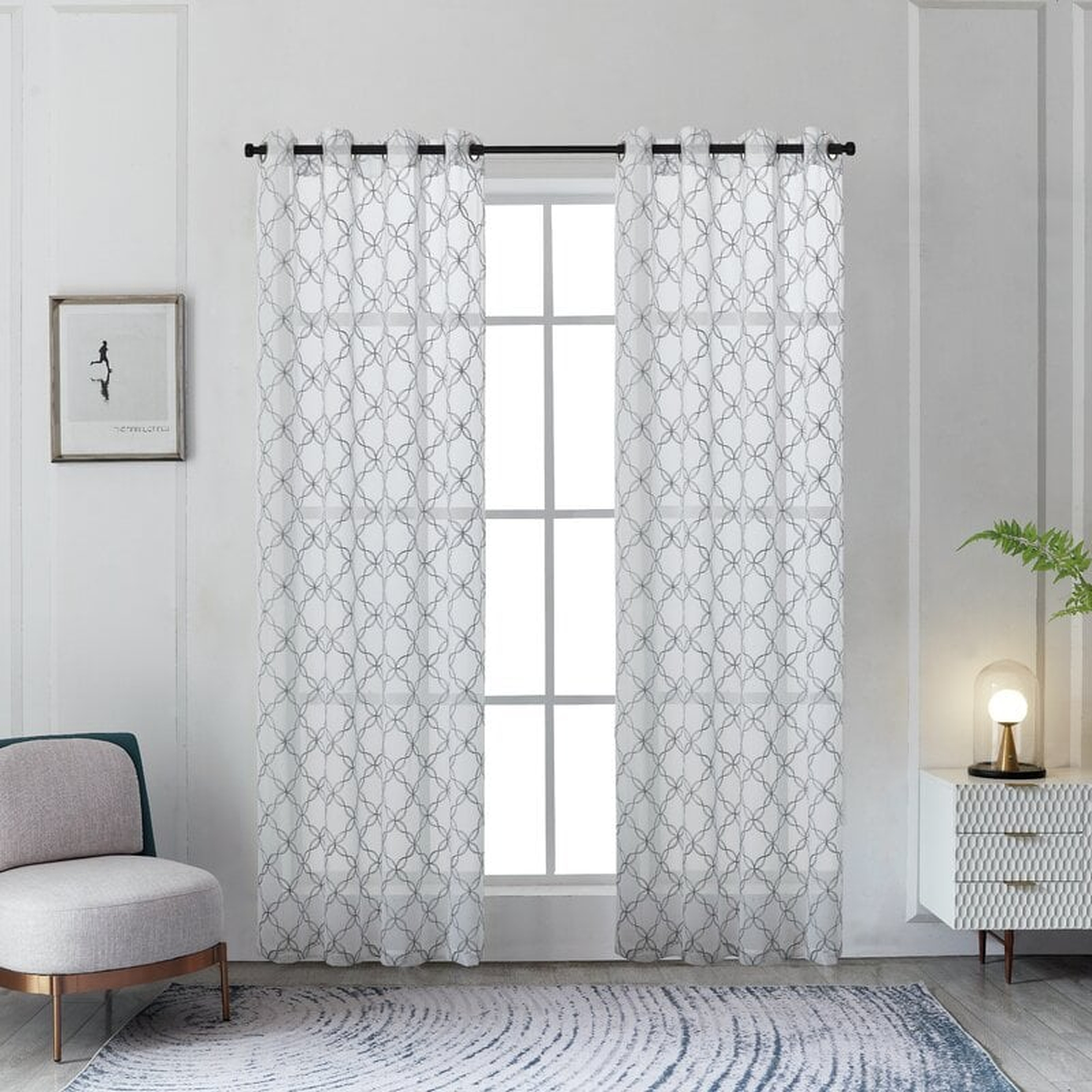Harshbarger Geometric Sheer Grommet Curtain Panels - Wayfair