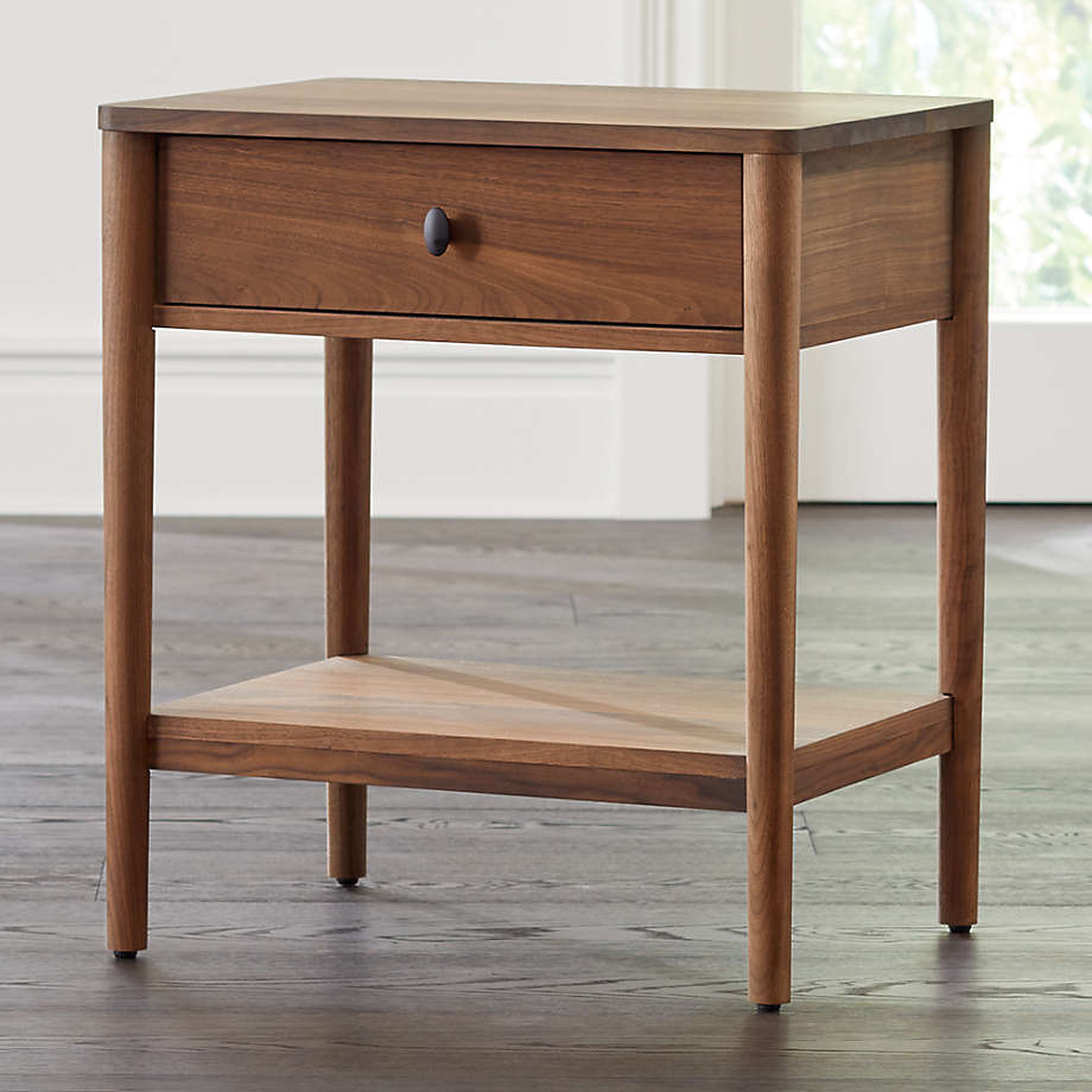 Gia Walnut Nightstand, in stock Nov 2023 - Crate and Barrel