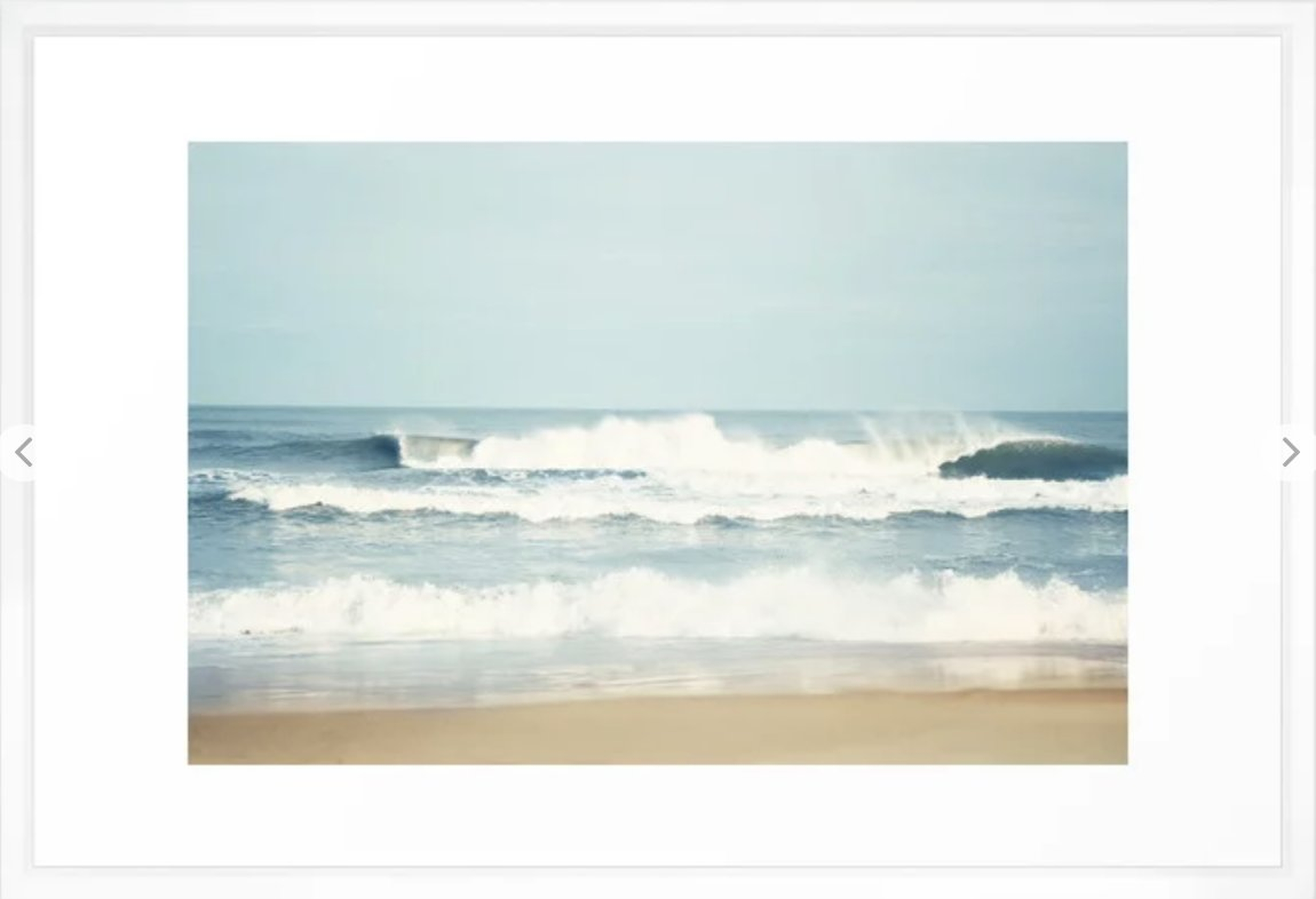 Ocean Photography, Calming Sea Photo, Blue Waves Seascape Photograph, Beach Print Framed Art Print - 26" x 38" - Vector White - Society6