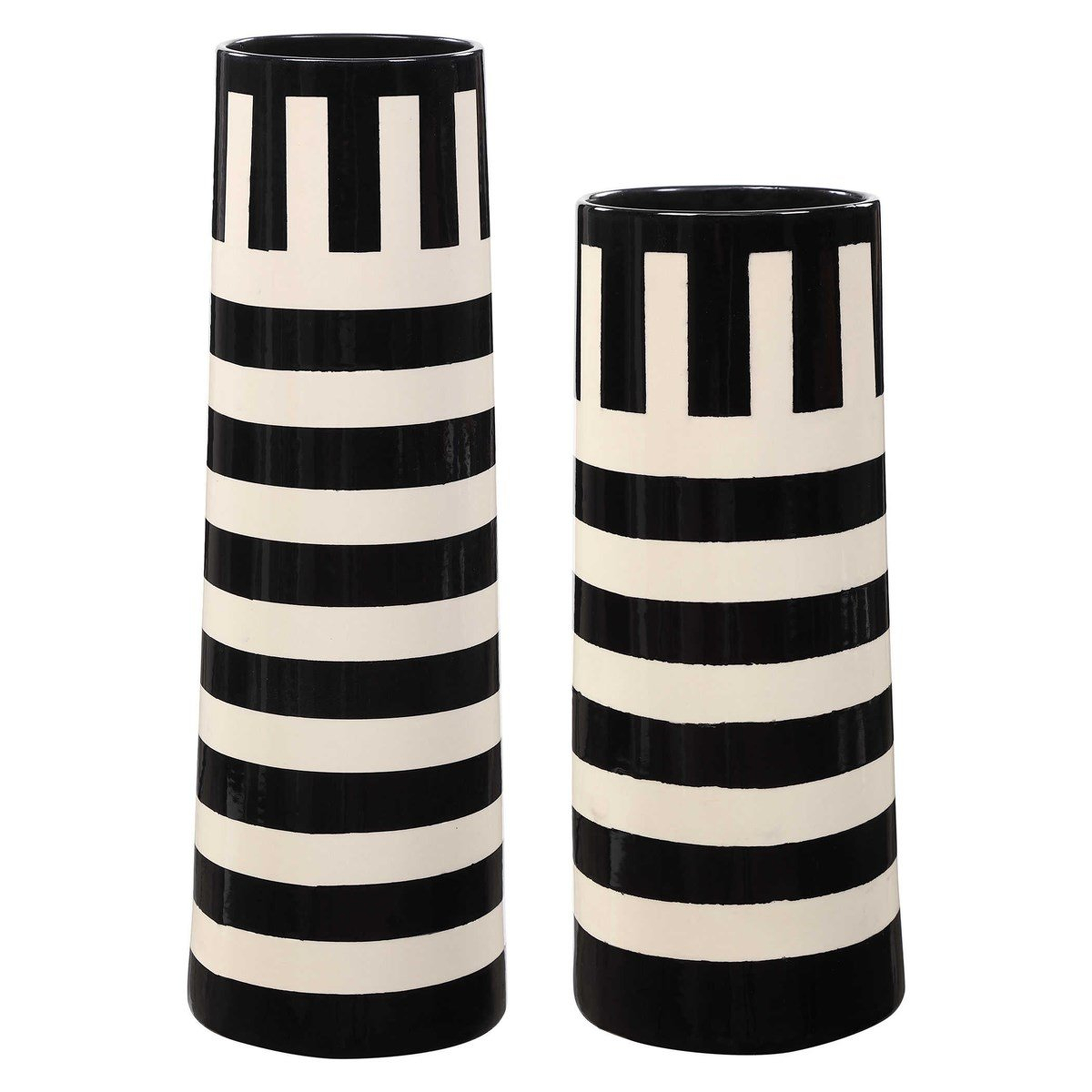 Amhara Vases, Black & White, Set of 2 - Hudsonhill Foundry