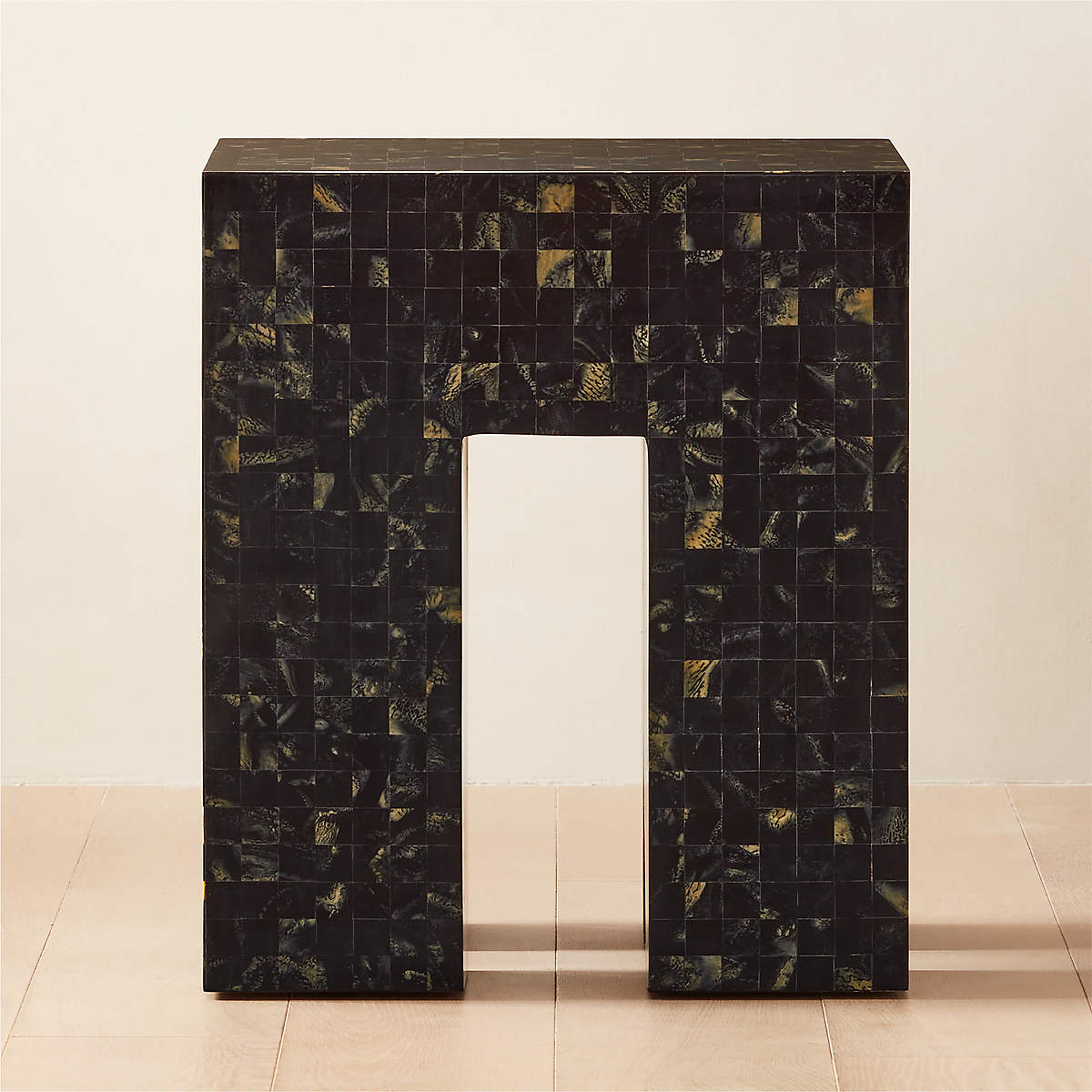 SCATOLA FAUX HORN BLACK SIDE TABLE - CB2