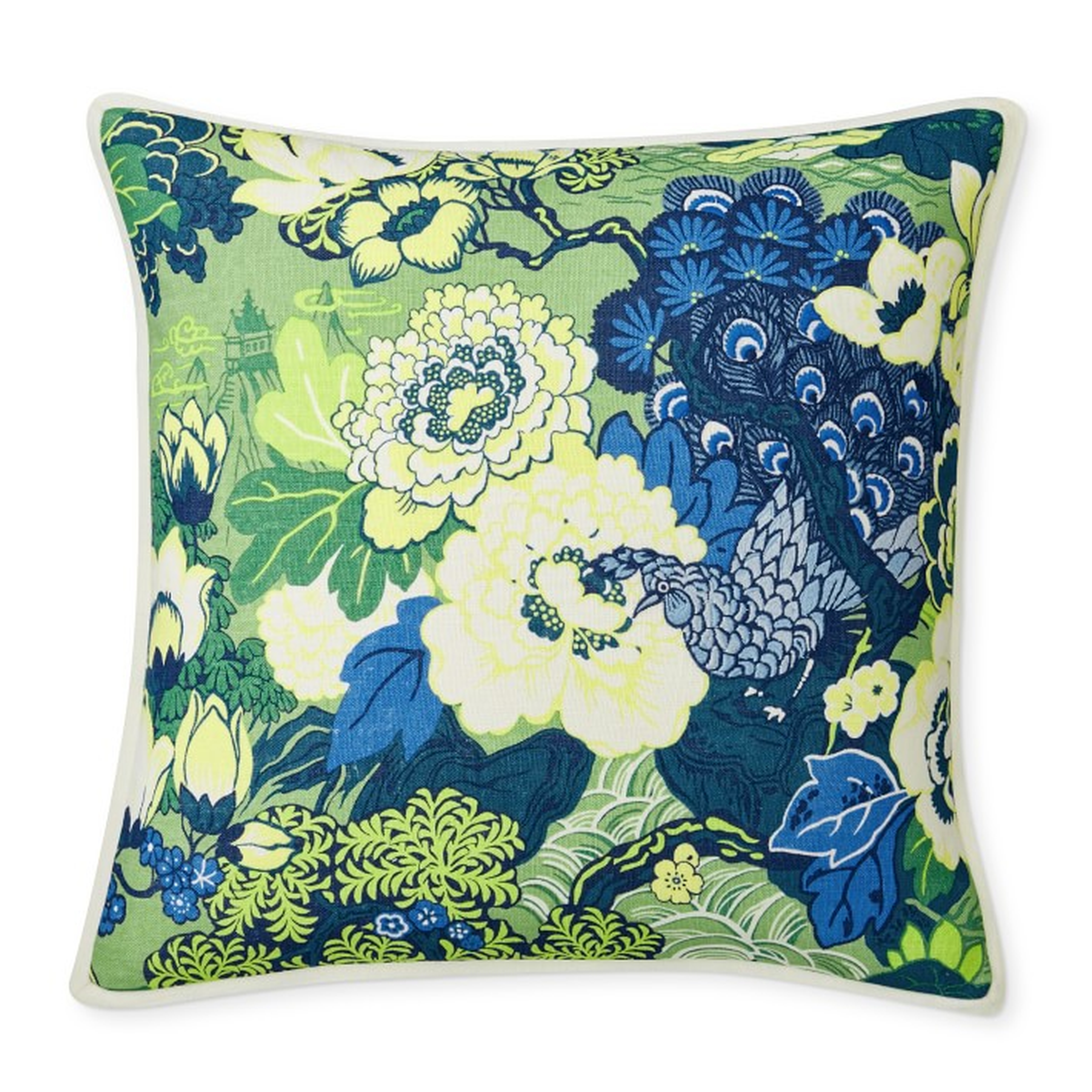 Schumacher Peacock Printed And Embroidered Pillow Cover - Williams Sonoma
