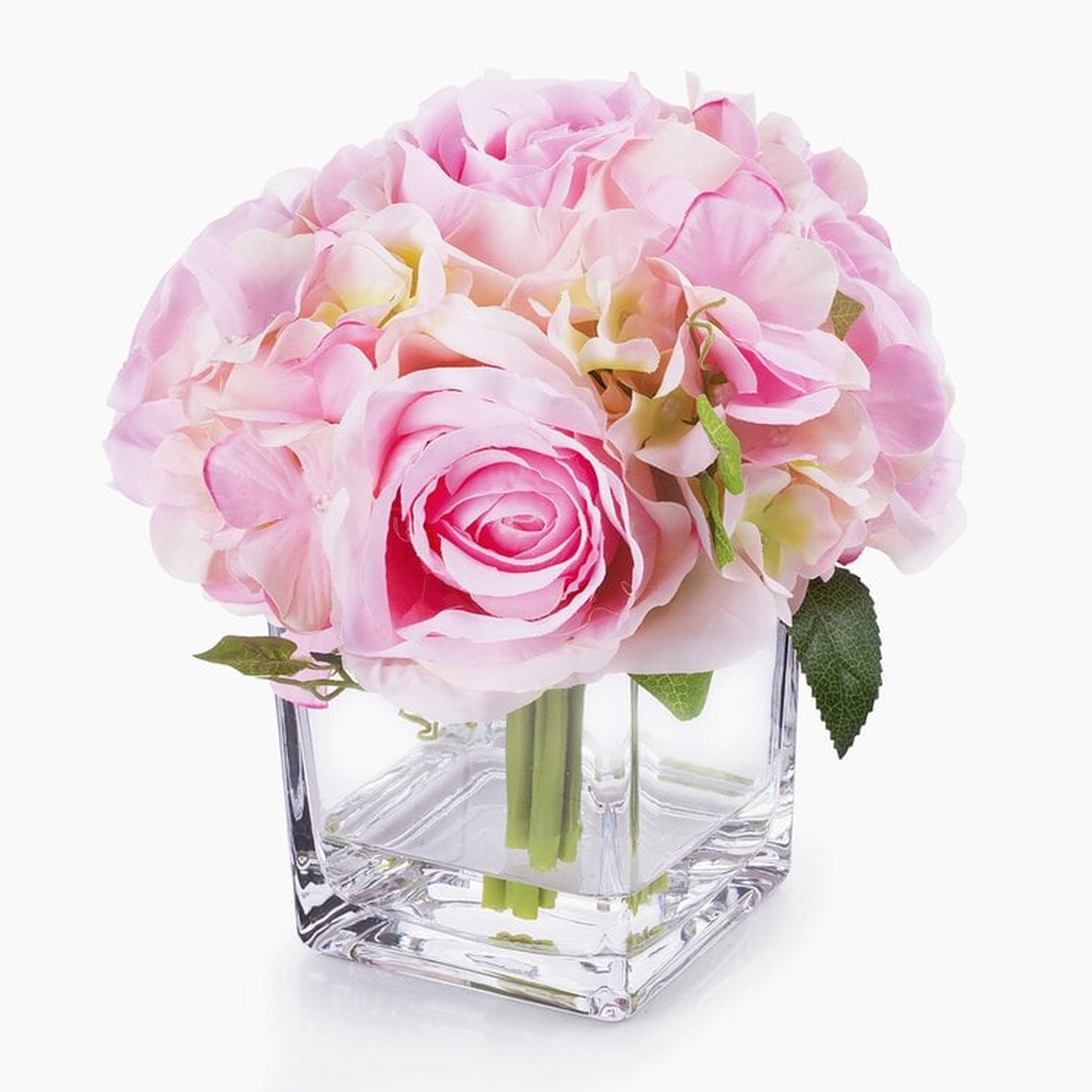 Hydrangea Flower Arrangement in Glass Vase - Wayfair