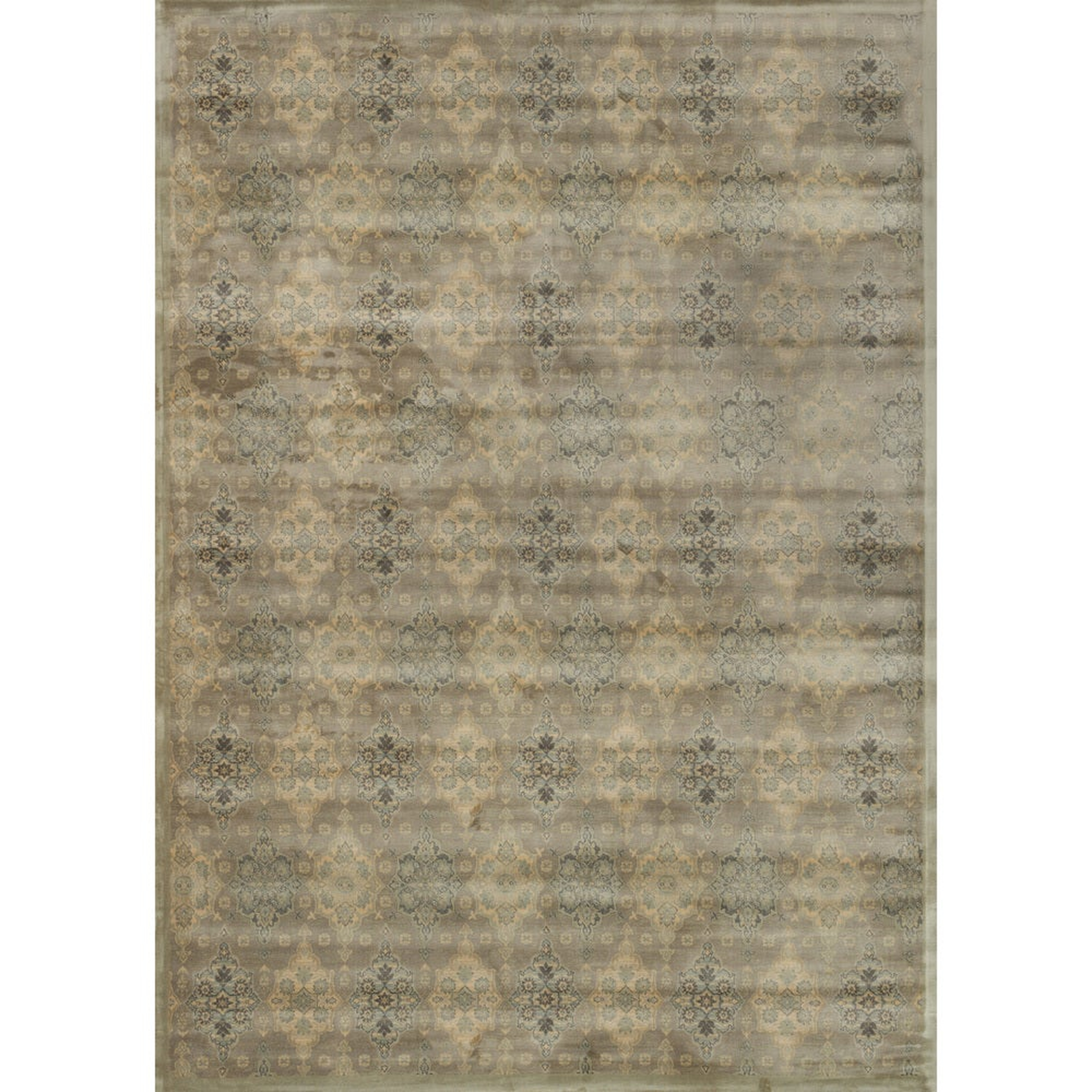 Alexander Home Natalie Traditional Distressed Gold Damask Rug - Taupe/Gold 12' x 15' - Overstock