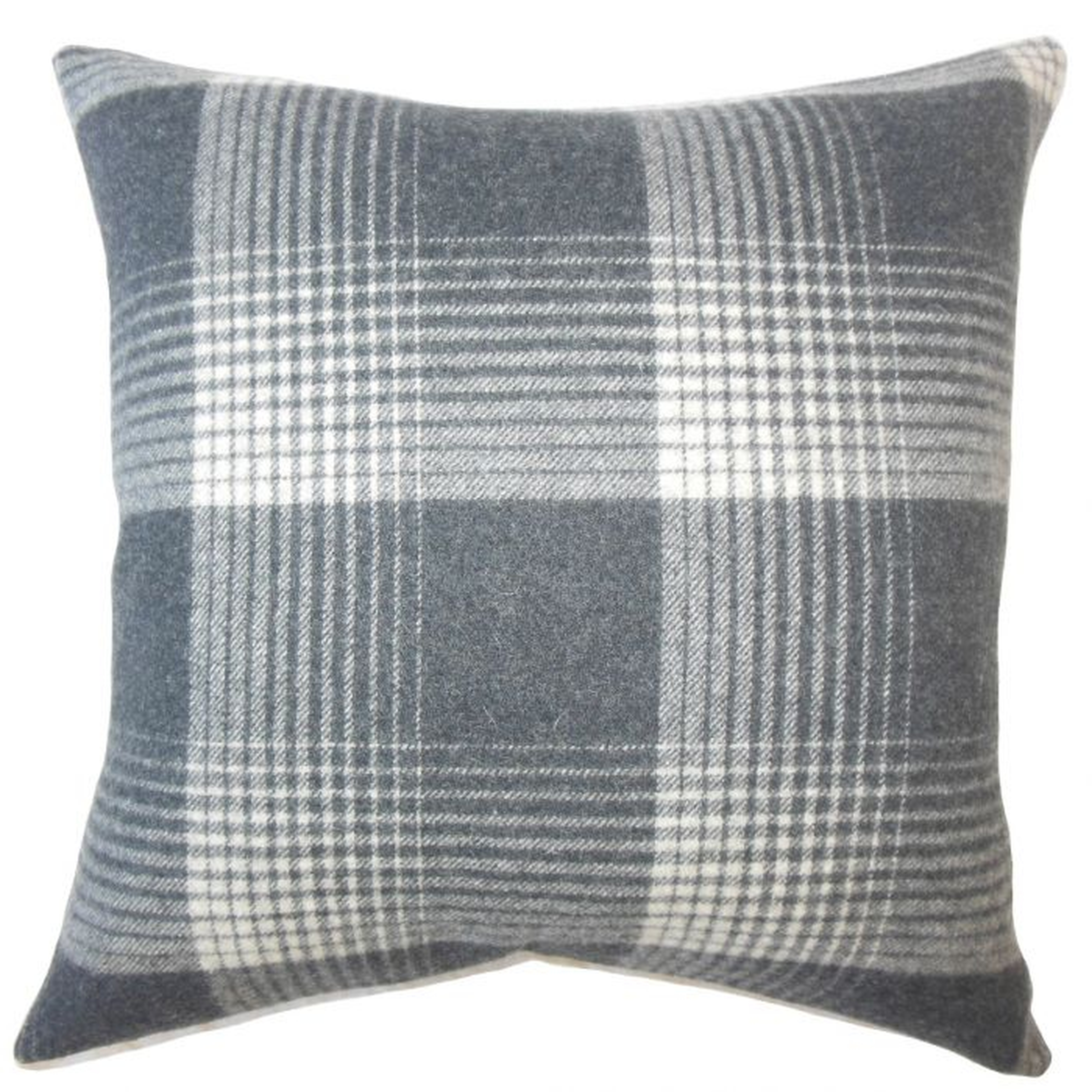 Tiernan Plaid Pillow Charcoal w/ Down Insert - Linen & Seam