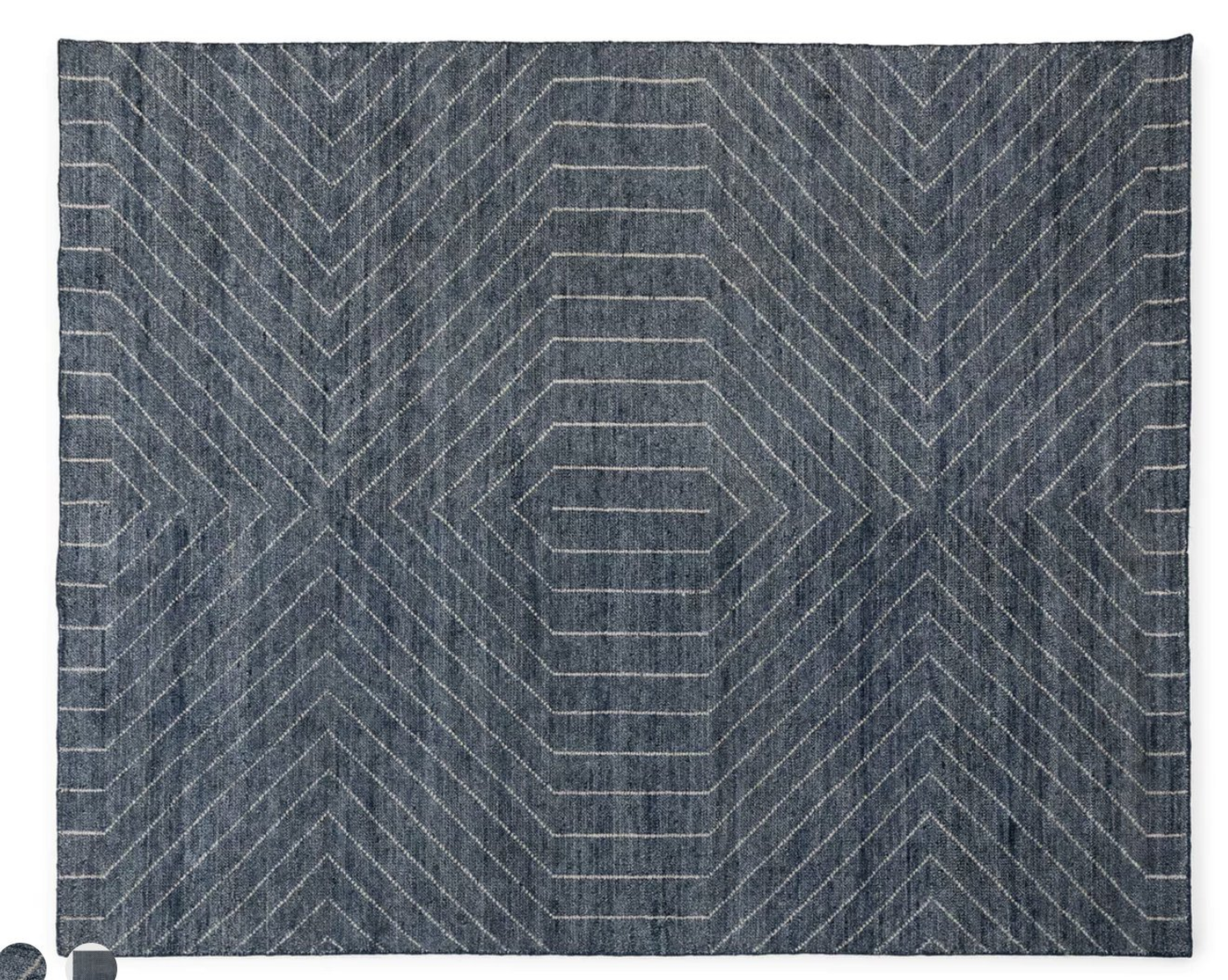 Parallel Wave Blue / White Rug 8 x 10 - Article
