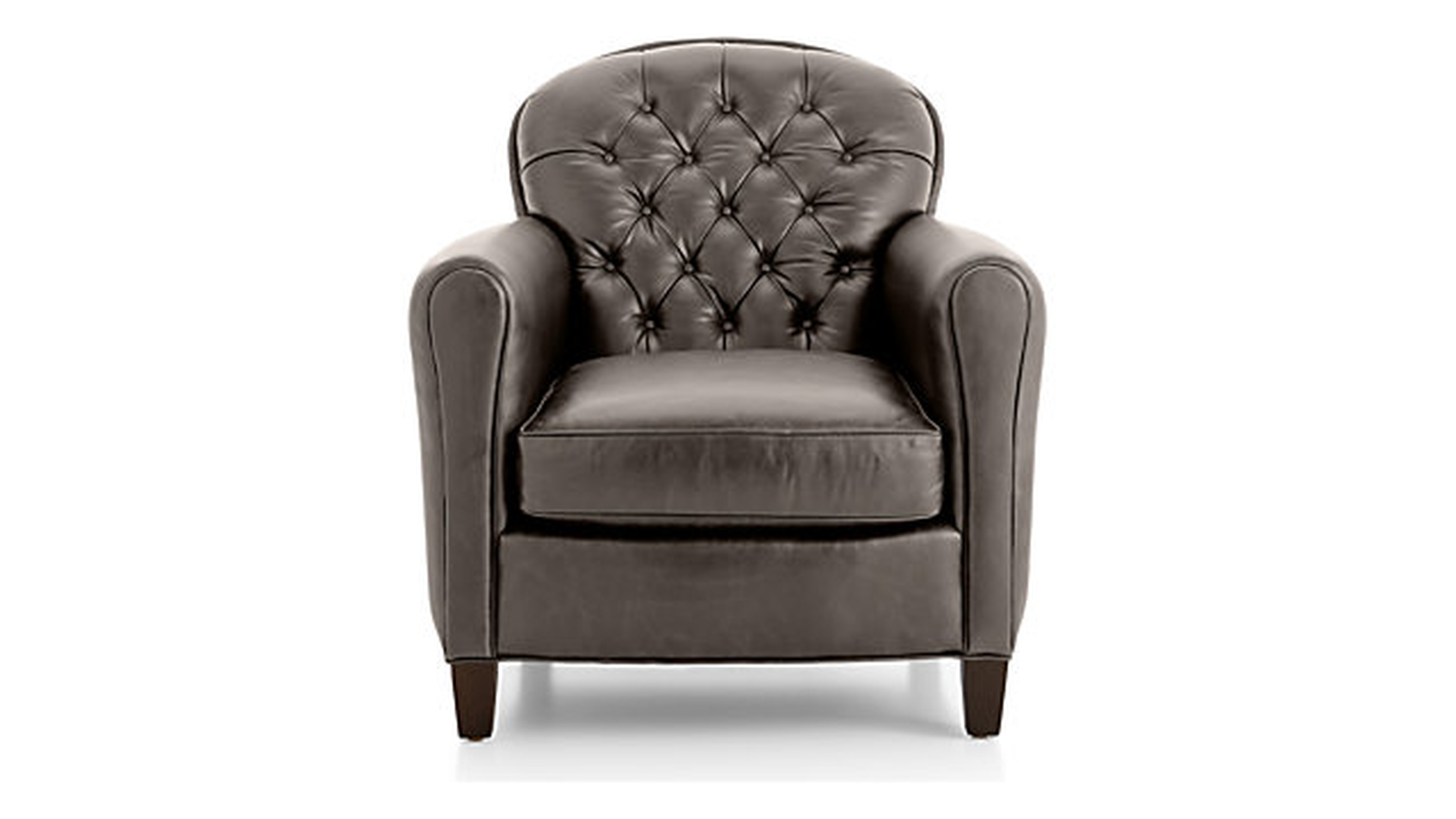 Eiffel Tufted Leather Chair / Tampa, Pewter - Crate and Barrel