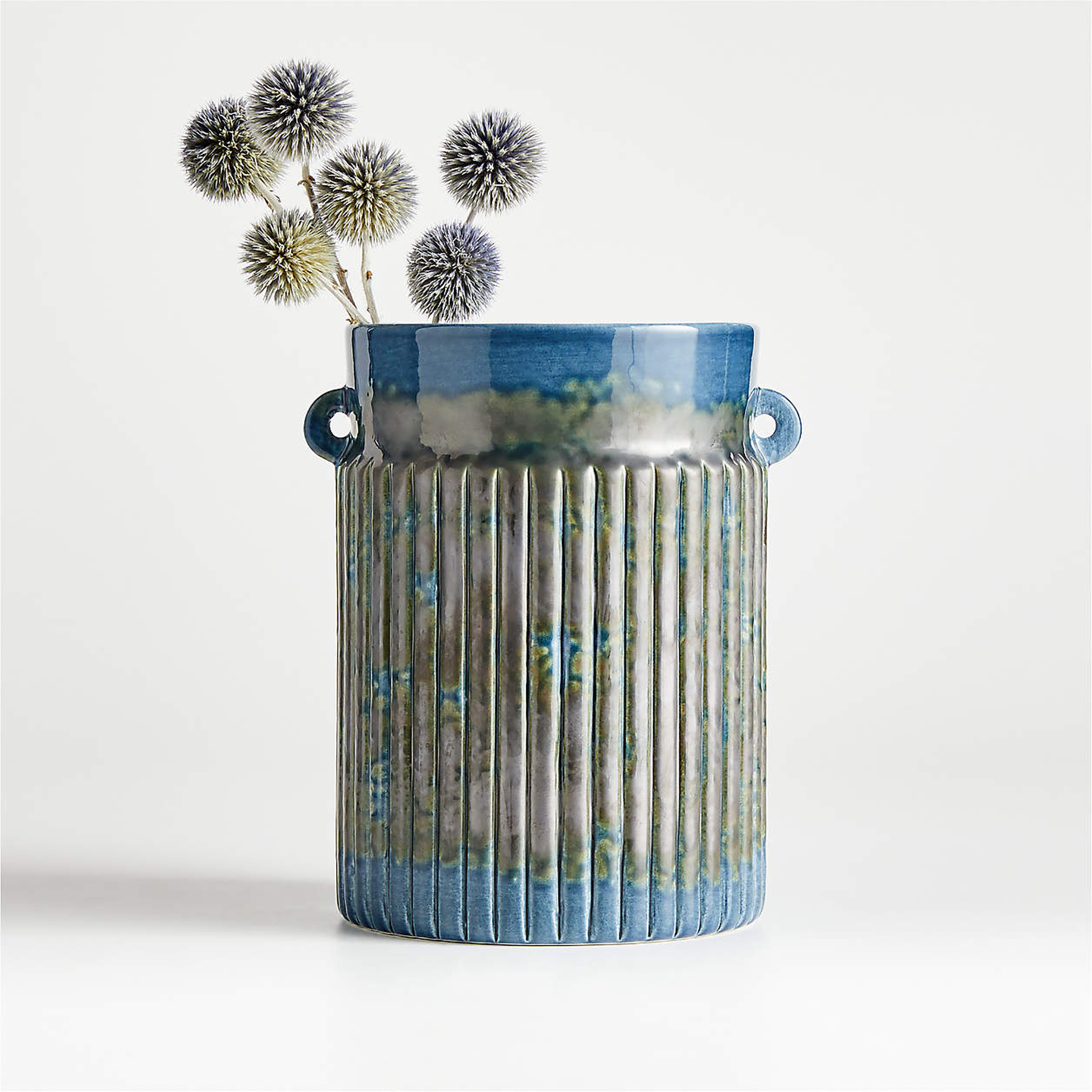Odille Dark Teal Ceramic Vase - Crate and Barrel