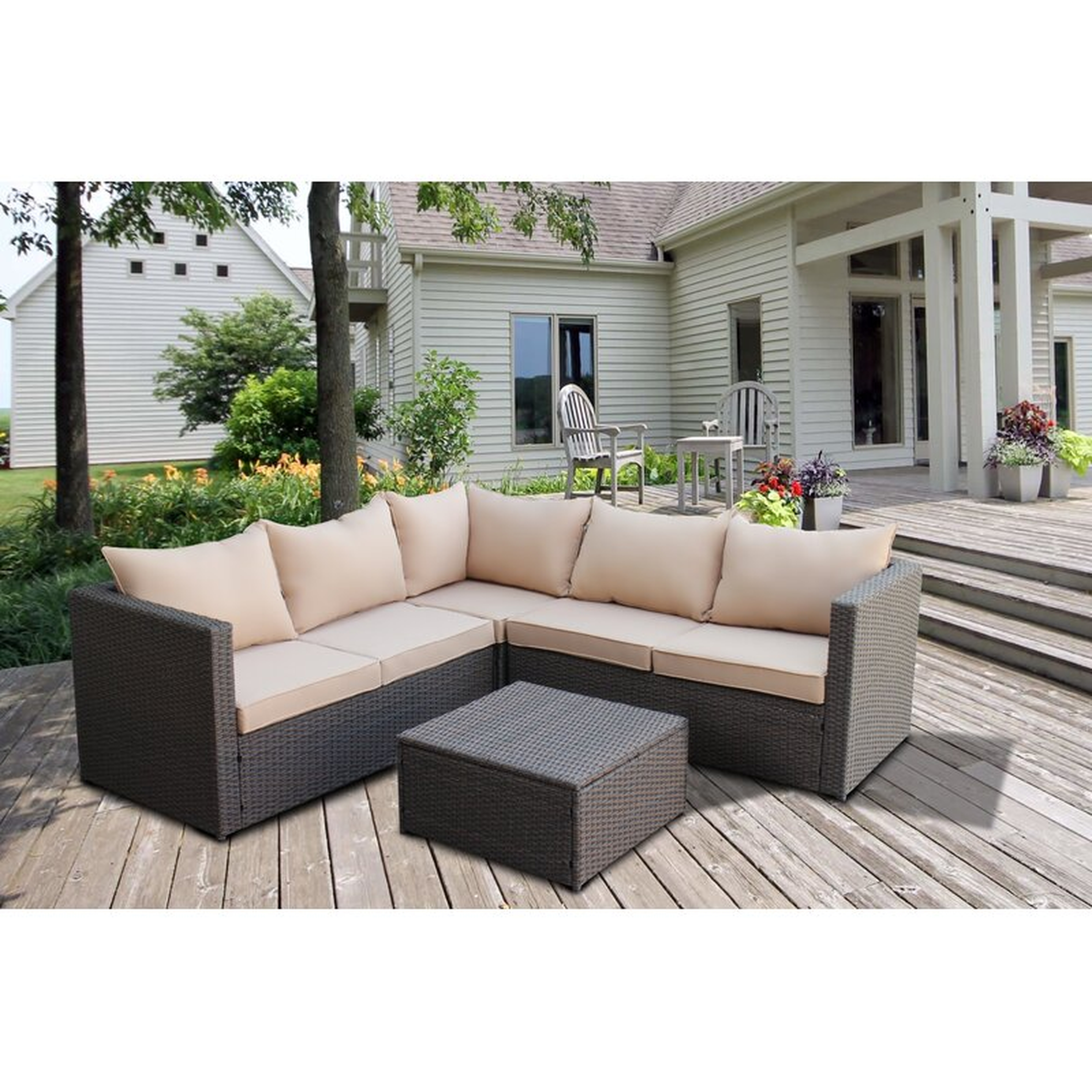 Bogosav 79" Wide Outdoor Patio Sectional with Cushions - Wayfair