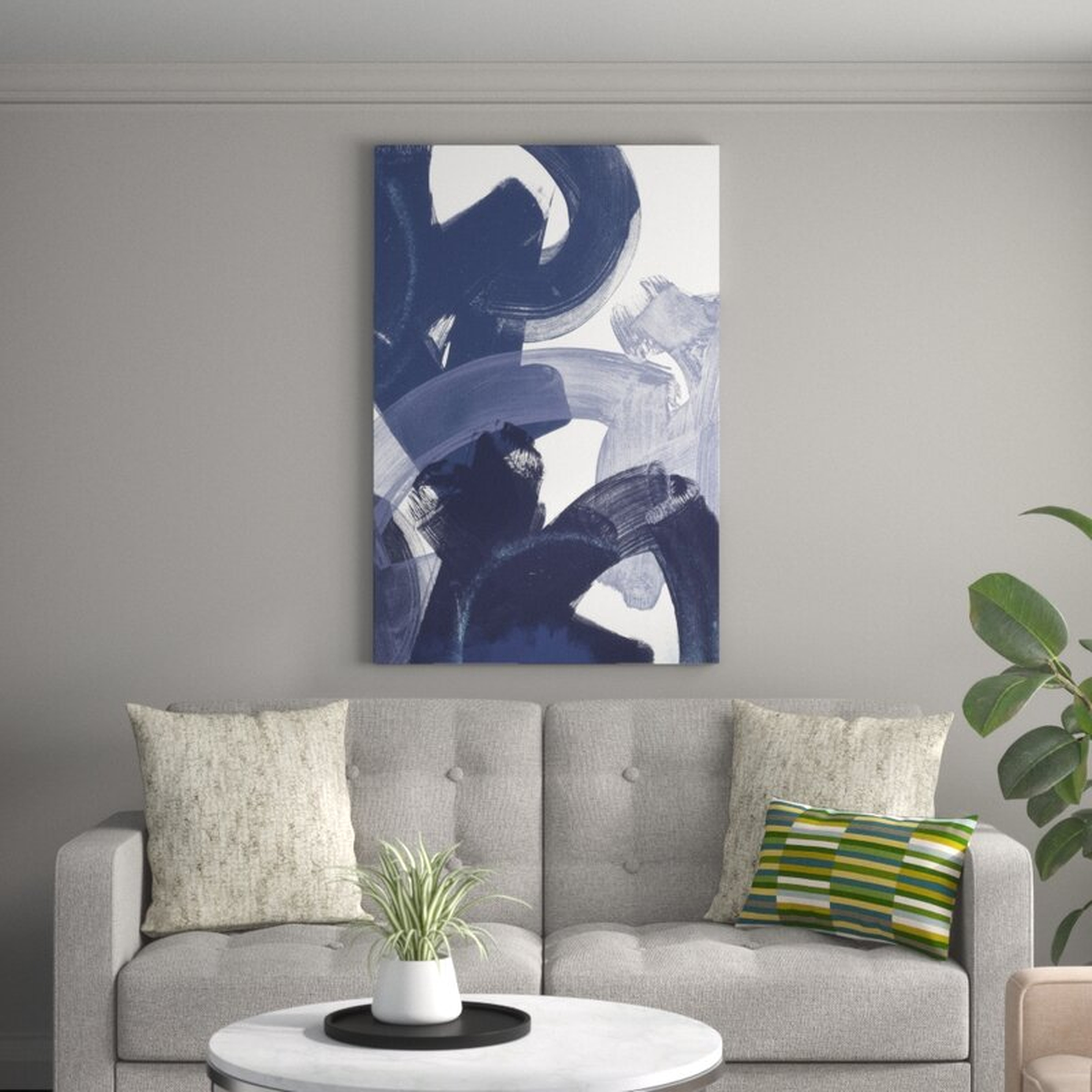 'Blue on Blue I' Painting on Canvas - Wayfair