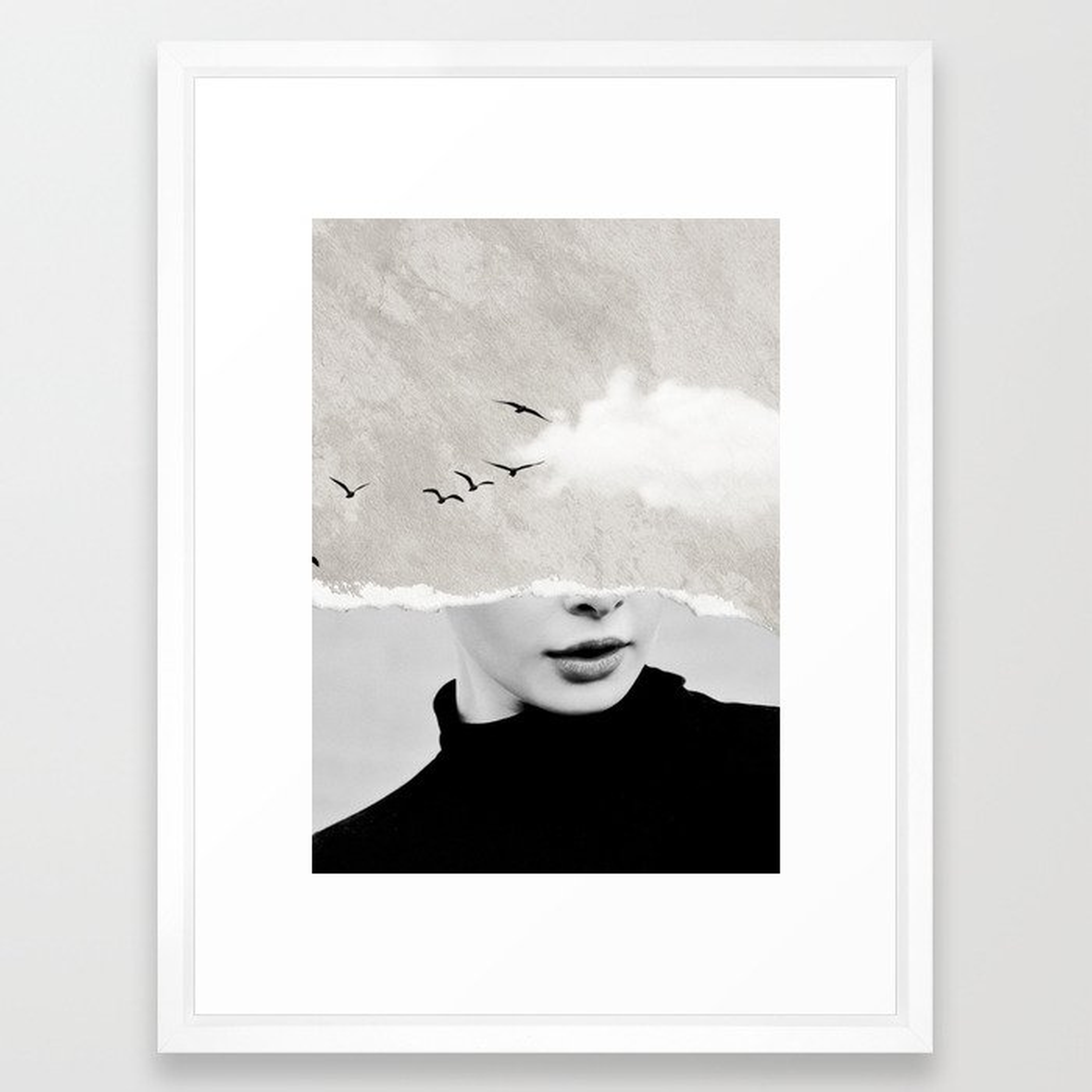 minimal collage /silence Framed Art Print - Society6