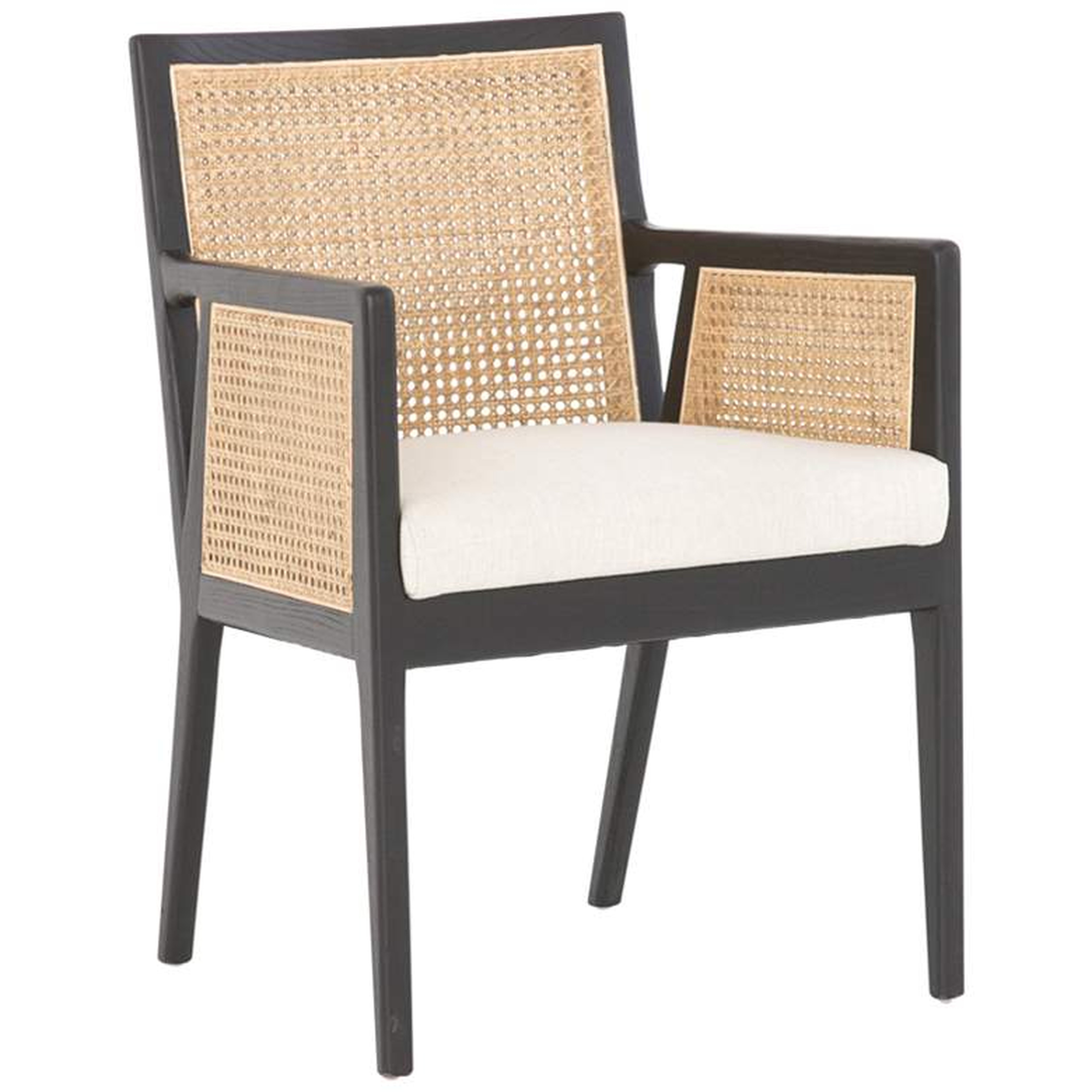Antonia Linen and Brushed Ebony Nettlewood Dining Chair - Style # 96D42 - Lamps Plus