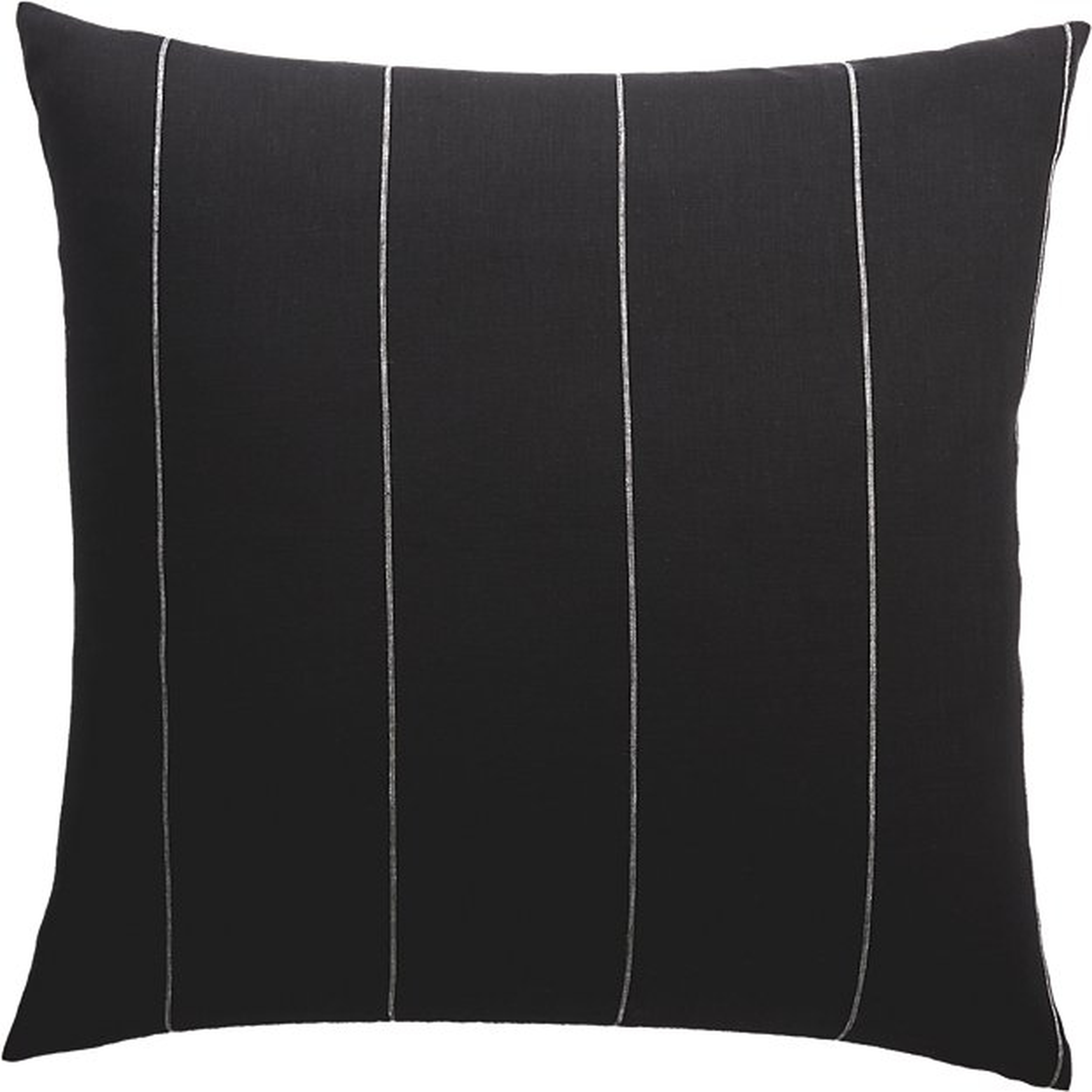 Pinstripe Linen Pillow with Down-Alternative Insert, Black, 20" x 20" - CB2