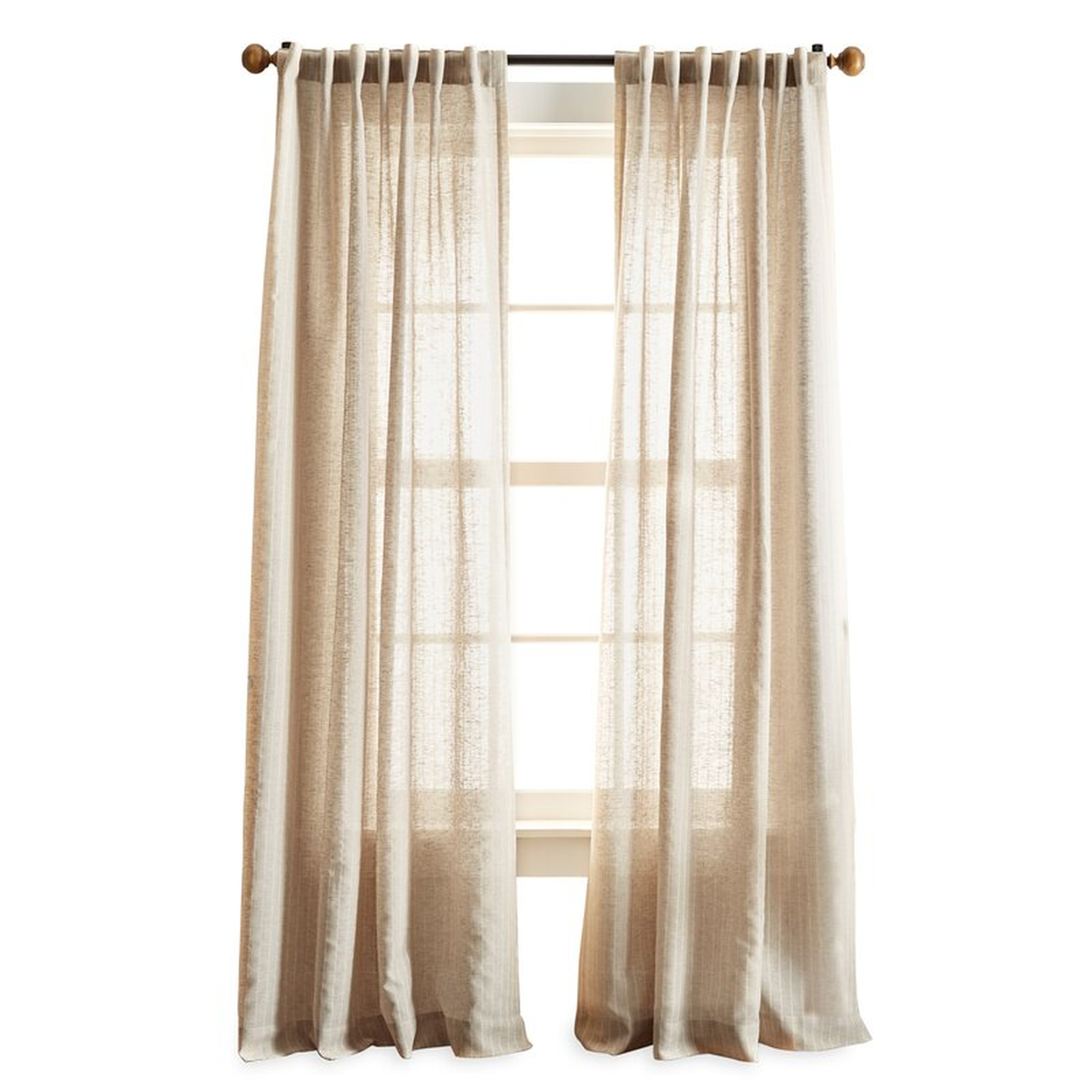 Martha Stewart Cotton Blend Stripe Semi-Sheer Rod Pocket Curtain Panels (Set of 2) - Wayfair