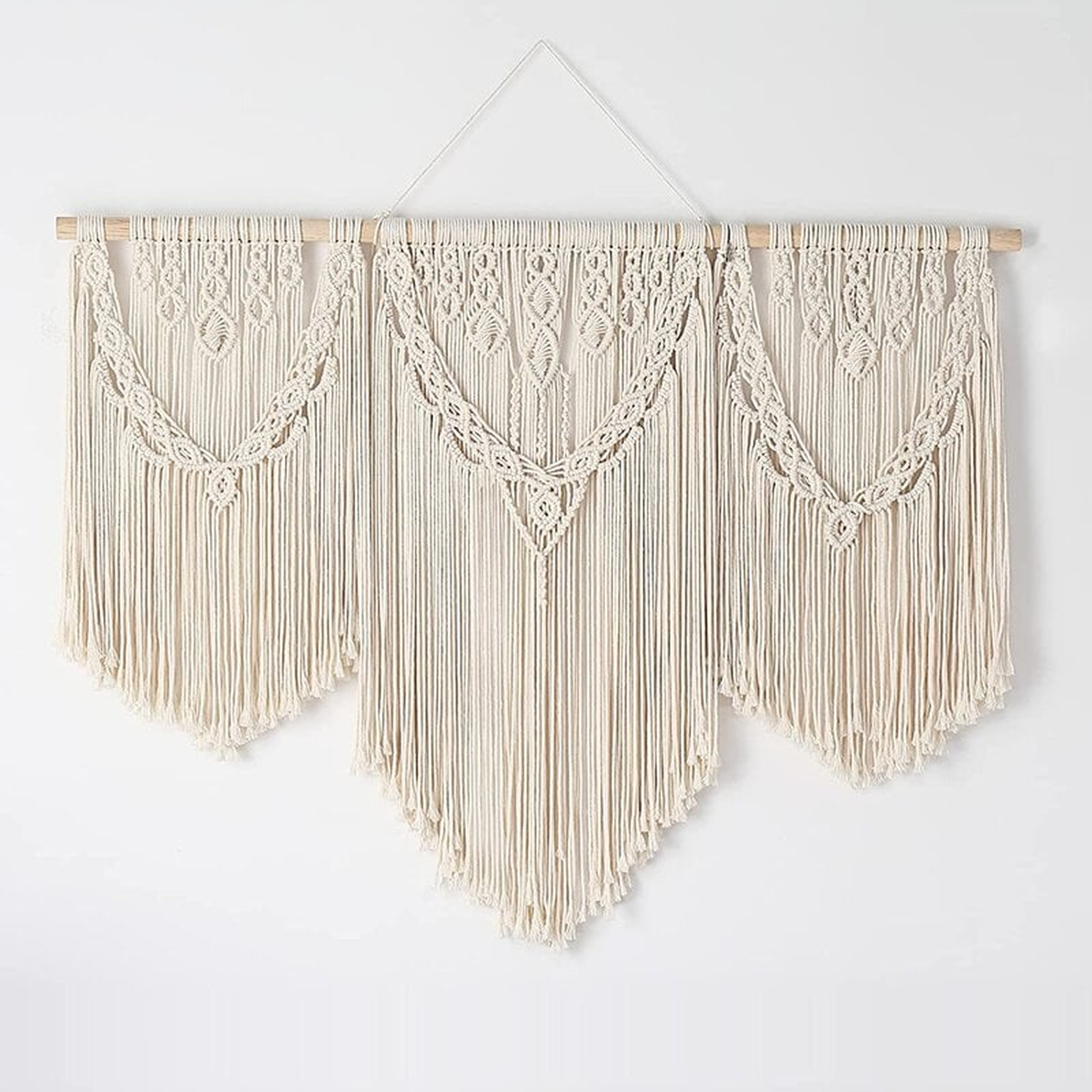 Large Macrame Wall Hanging, Boho Macrame Tapestry Wall Art For Home Decor, 43"X32", (Included Wood Stick) - Wayfair