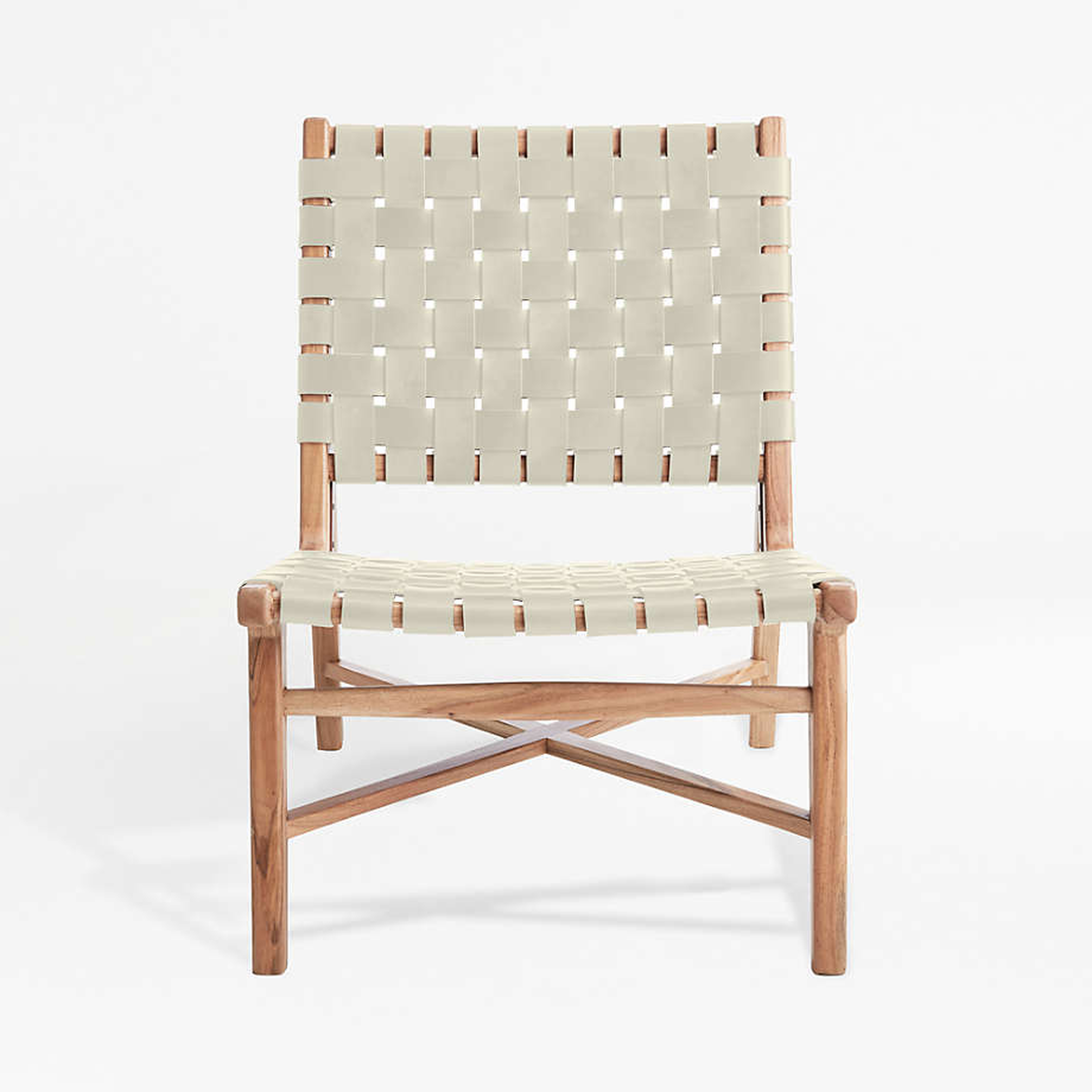 Taj White Woven Leather Strap Accent Chair - Crate and Barrel