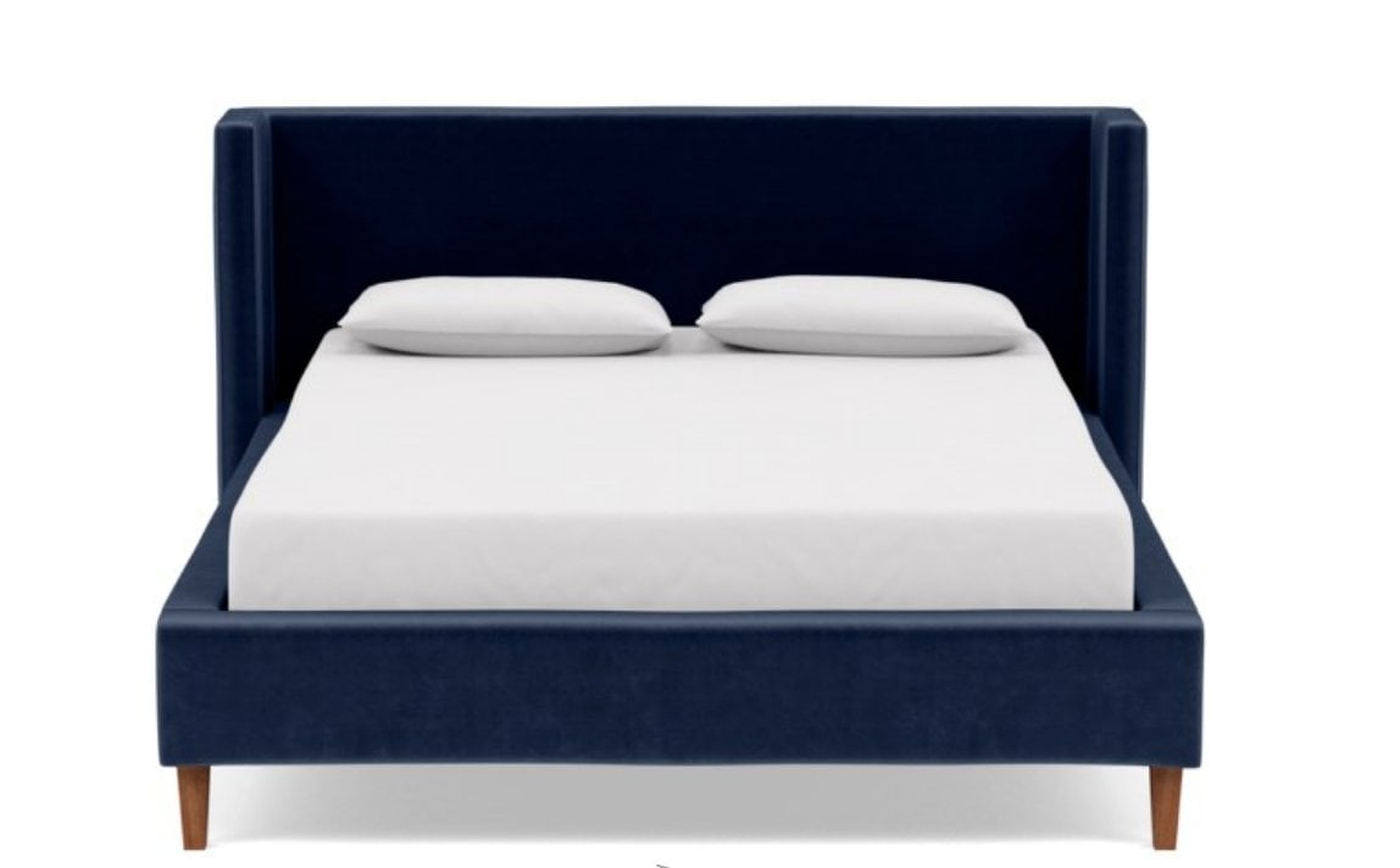 OLIVER Queen Fabric Bed Frame, Bergen Blue mod velvet - Interior Define