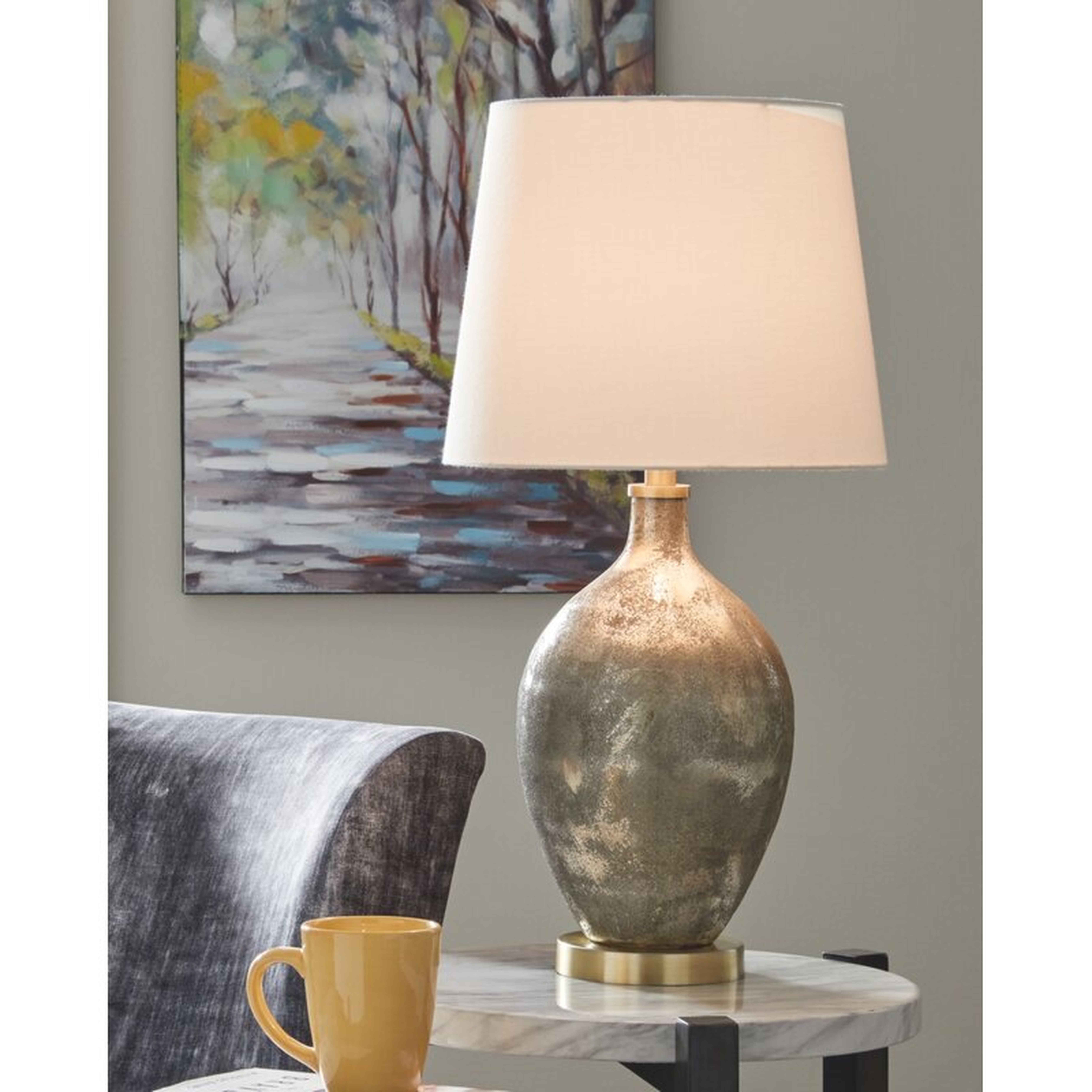 Plemons 29" Gray/Gold Table Lamp - Wayfair