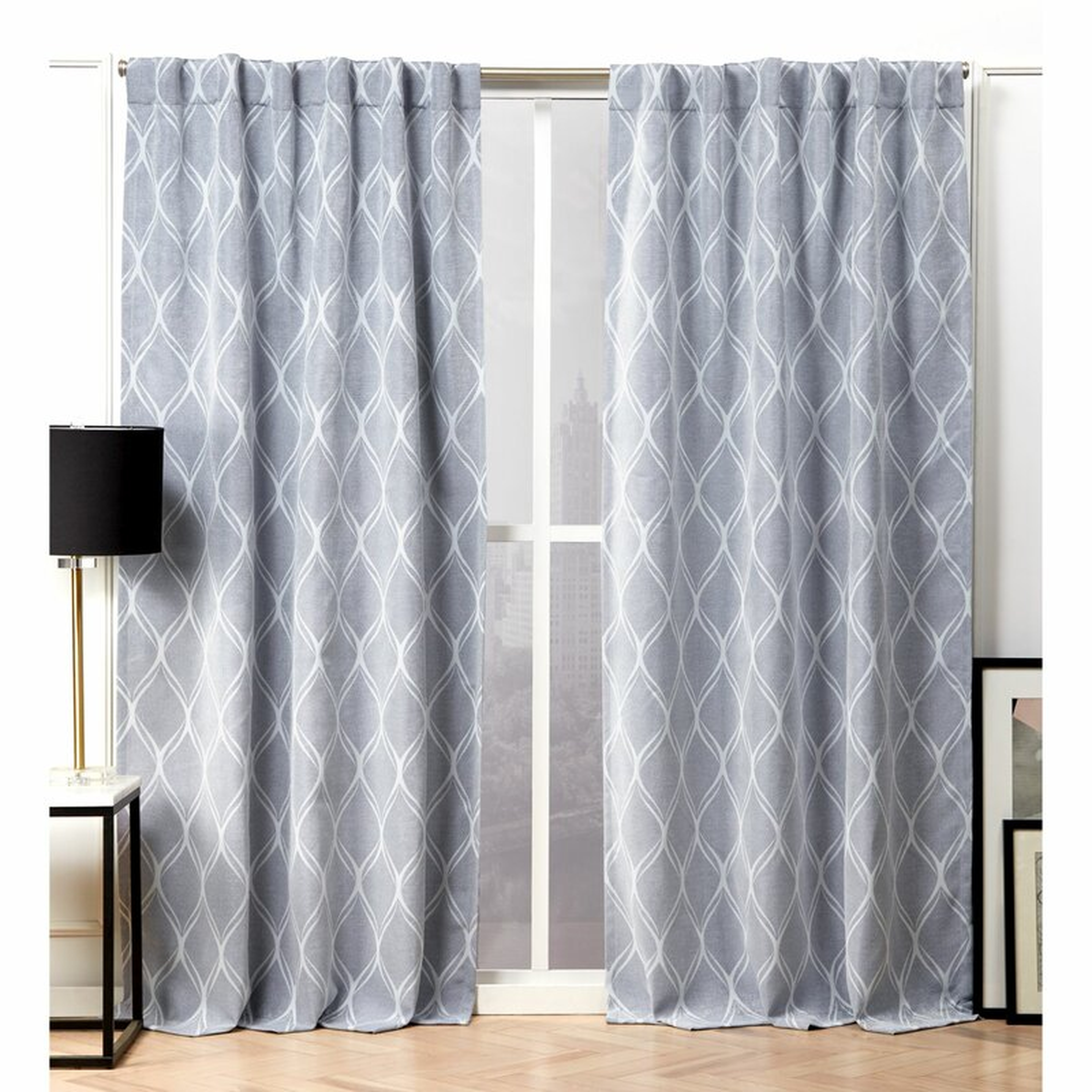 Geometric Room Darkening Thermal Tab Top Curtain Panels (Set of 2) - Wayfair