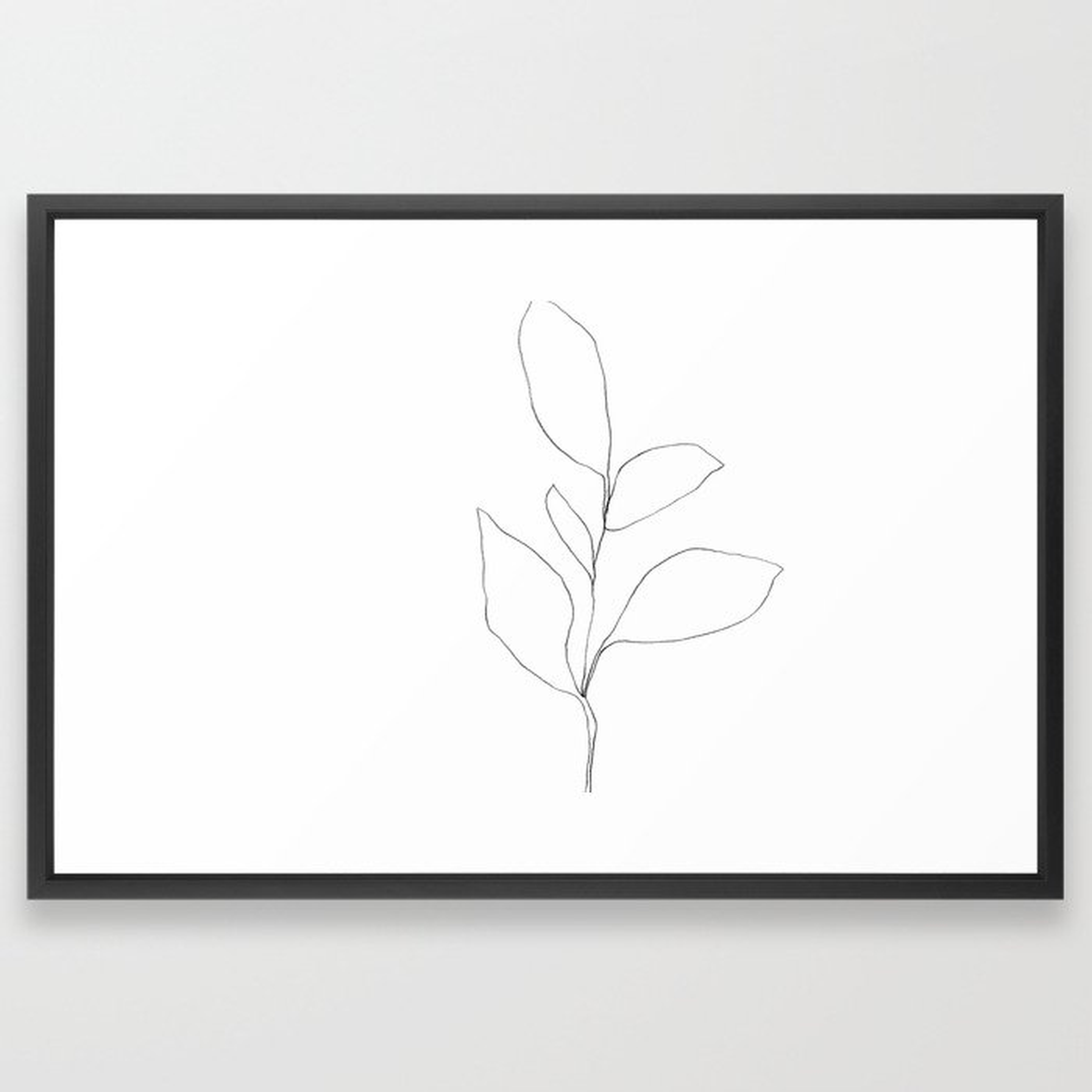 Five Leaf Plant Minimalist Line Drawing - Horizontal Framed Art Print - Society6