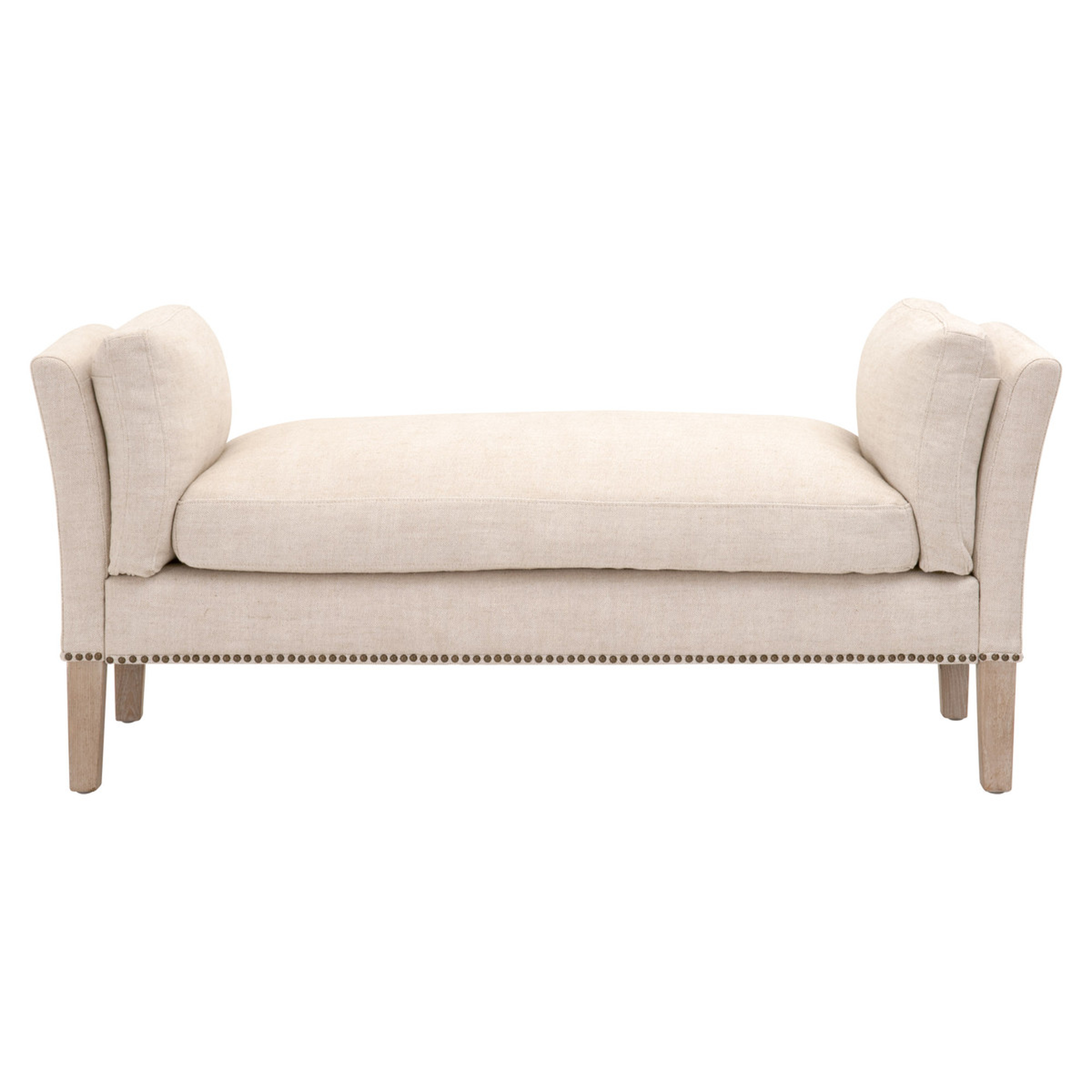 Minow Bench, Bisque French Linen, Natural Gray Ash - Cove Goods