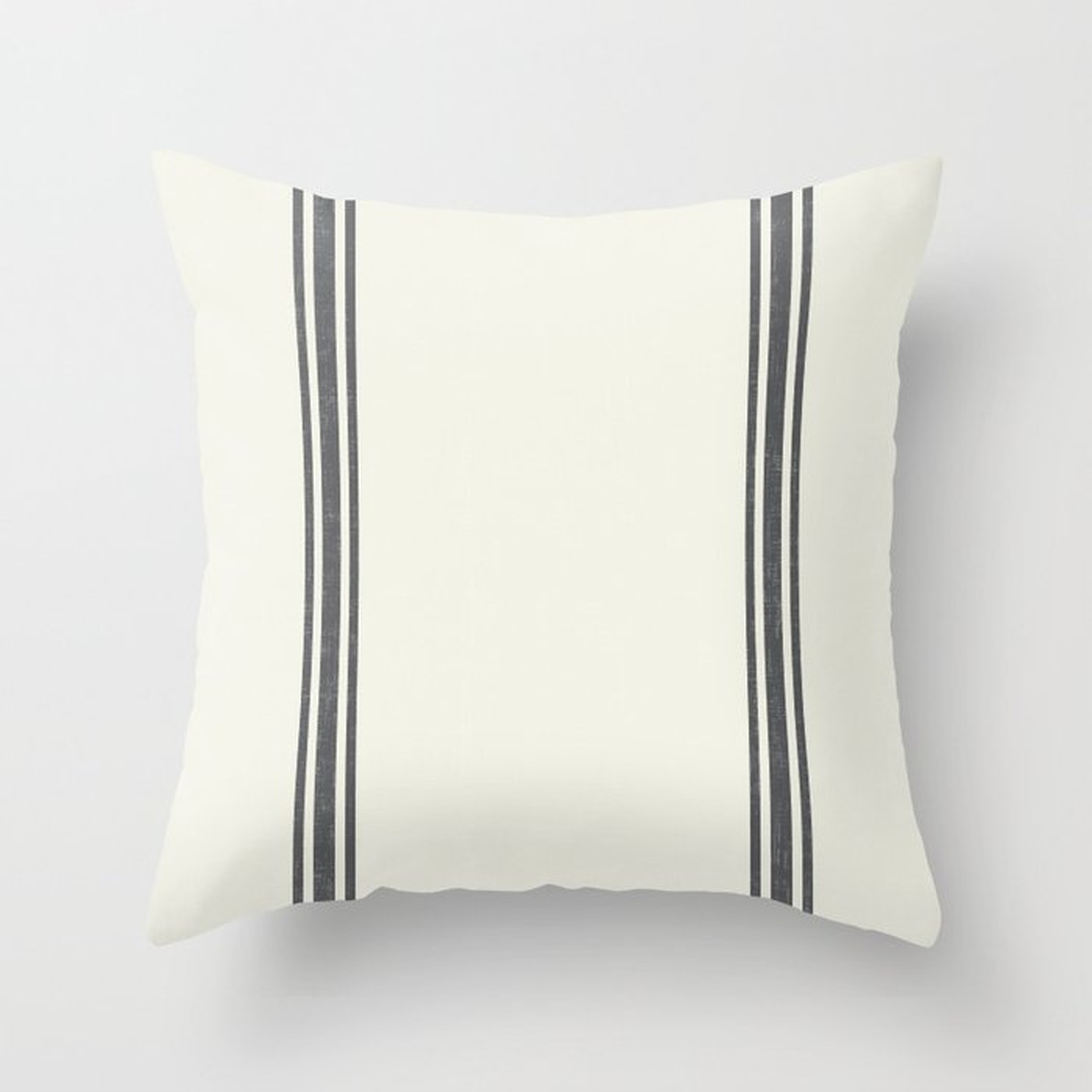Vintage Country French Grainsack Grey Gray Stripes Cream Background Throw Pillow - Society6