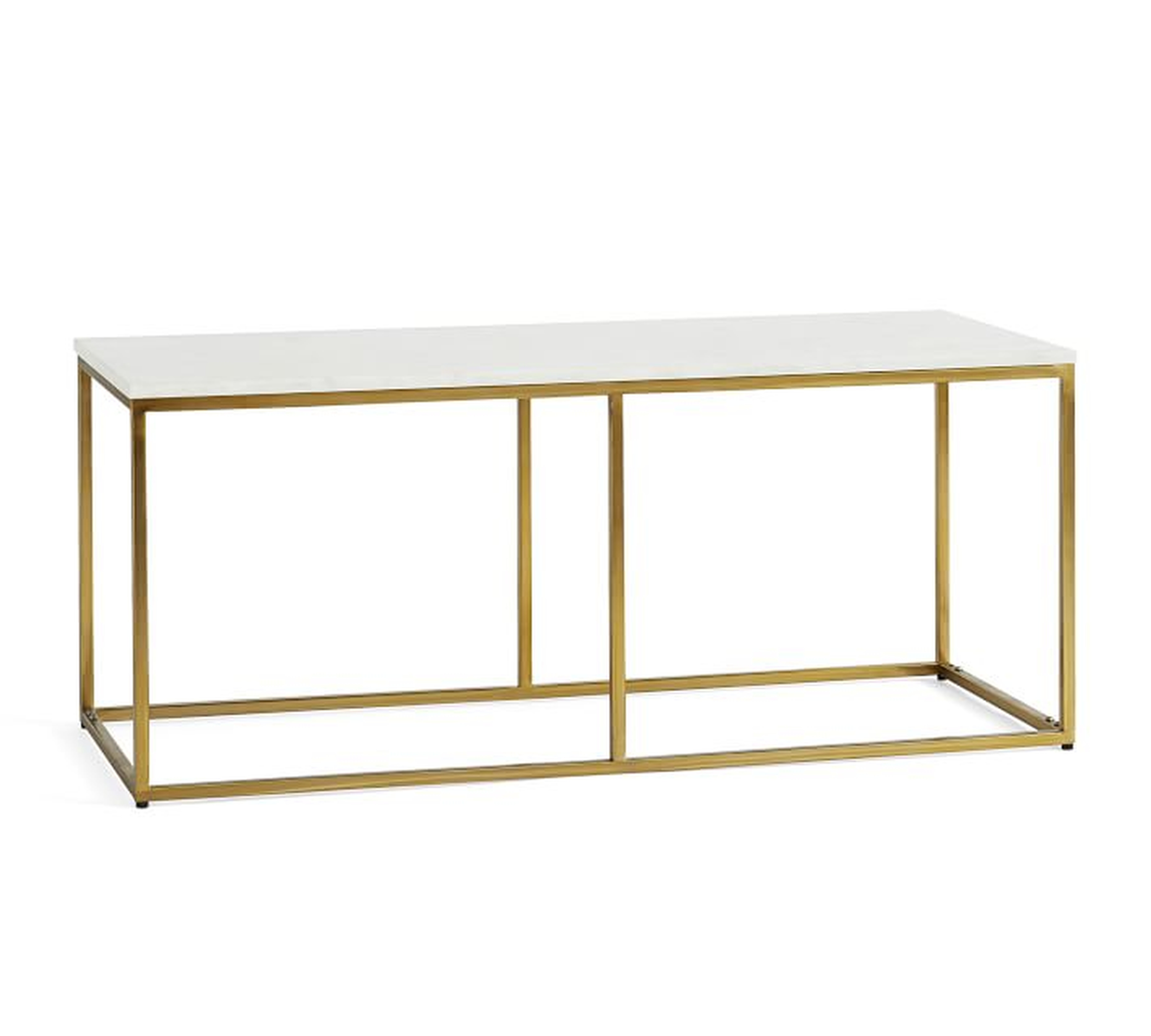 Delaney Marble Rectangular Coffee Table, Antique Brass, 40.5"L - Pottery Barn