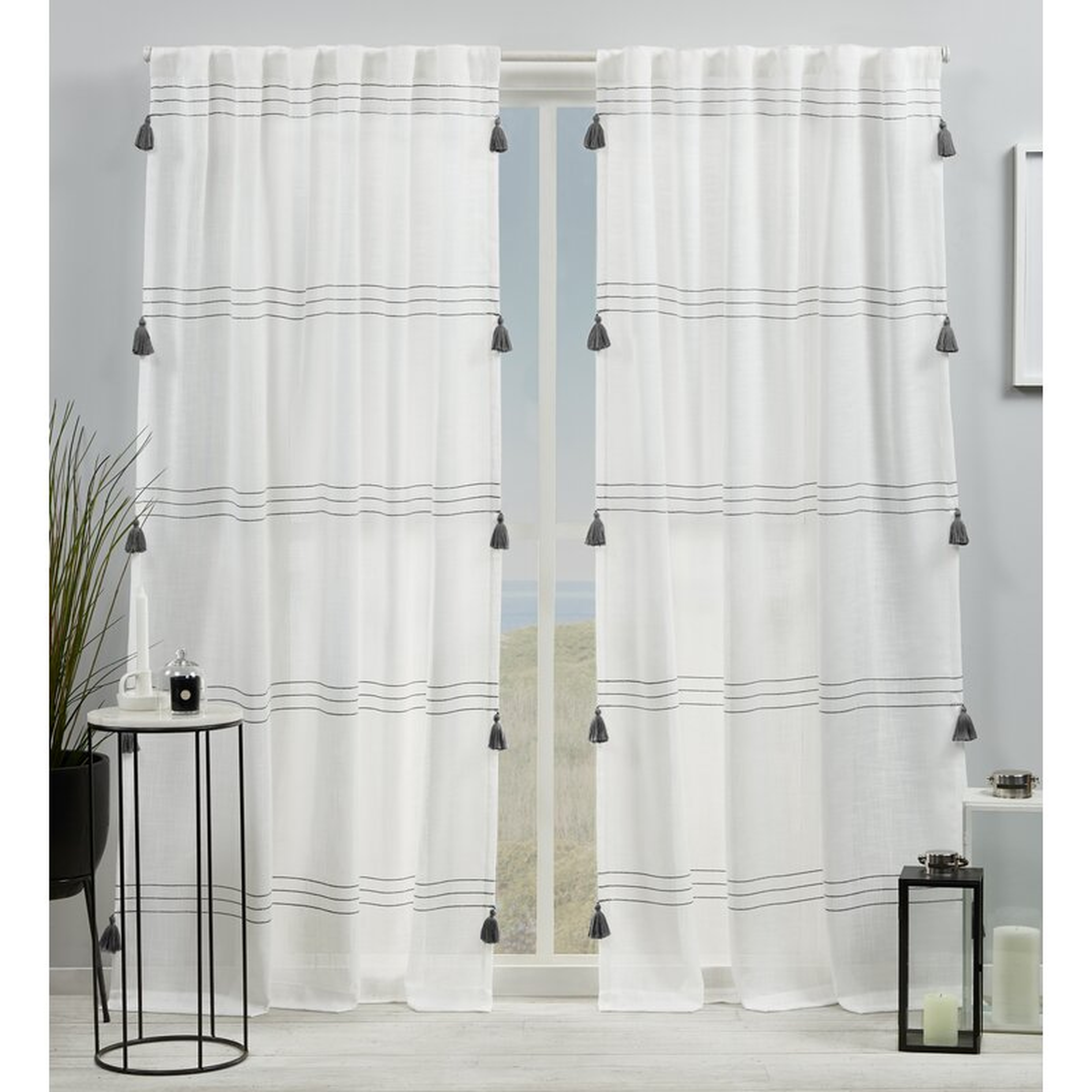 Kumsal Striped Semi Sheer Rod Pocket Curtain Panels (Set of 2) - Wayfair