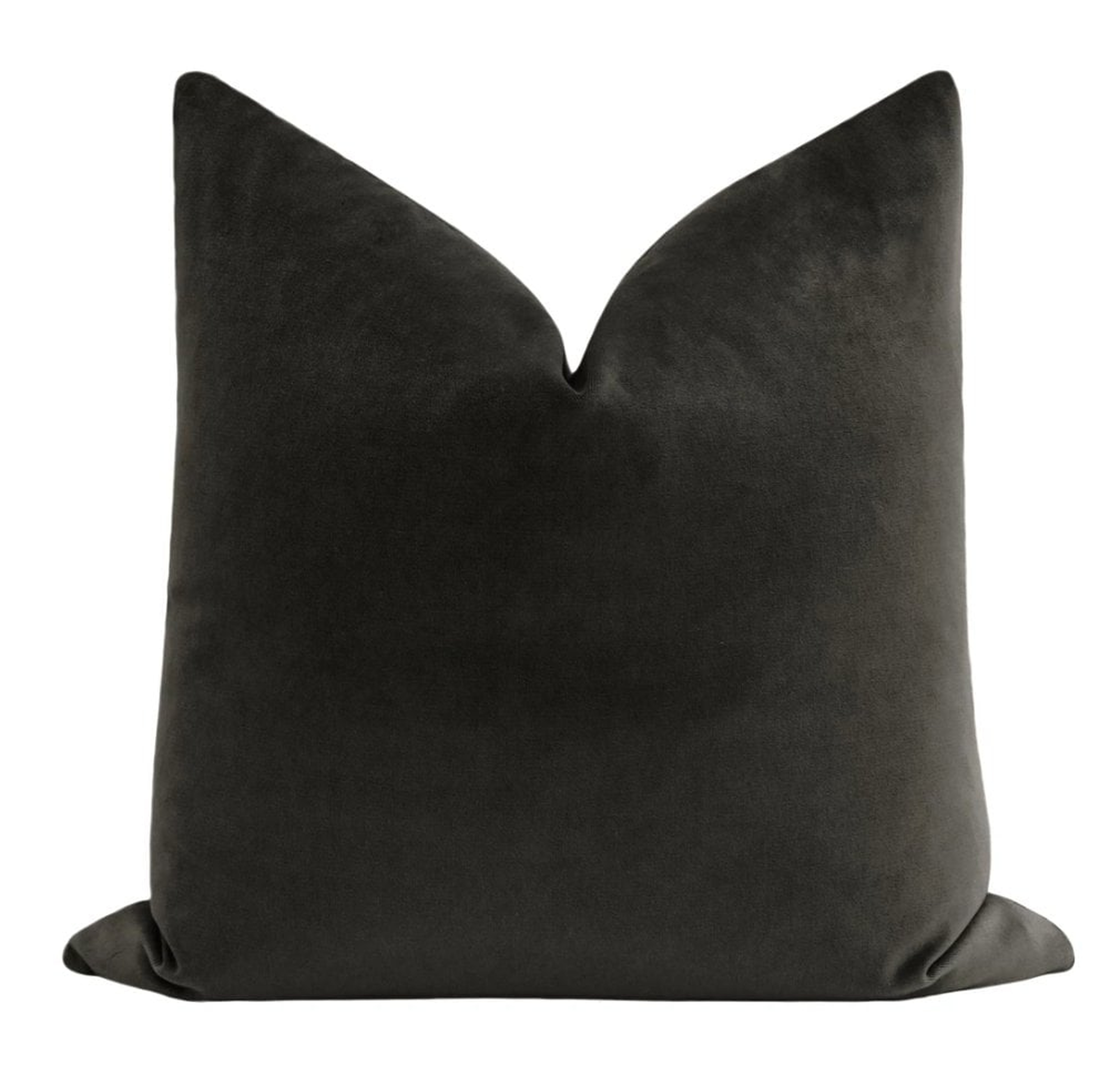 Society Velvet Throw Pillow Cover, Graphite, 20" x 20" - Little Design Company