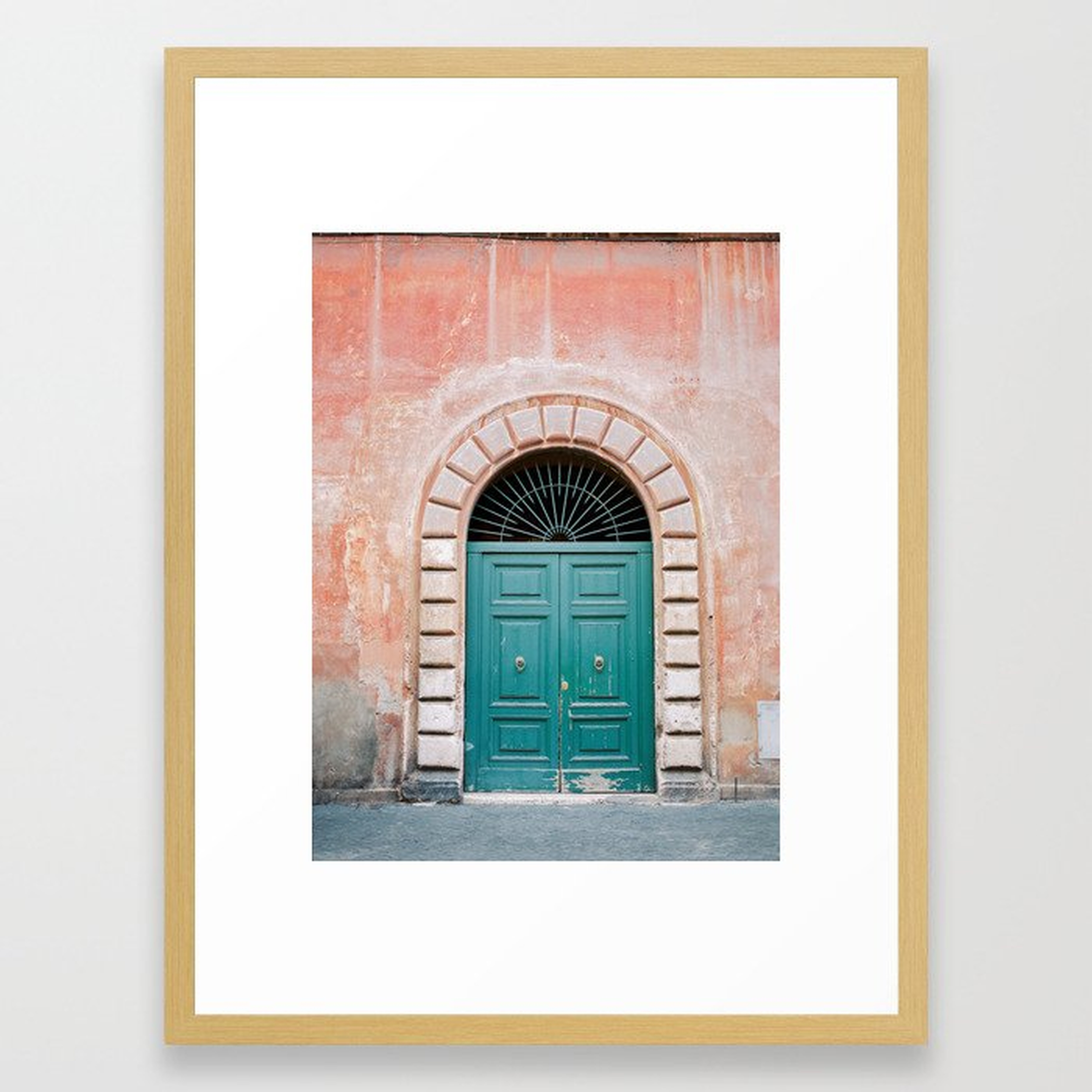 Turquoise Green door in Trastevere, Rome. Travel print Italy, FRAME Conservation Natural, SIZE Medium (gallery) - 20" X 26" - Society6