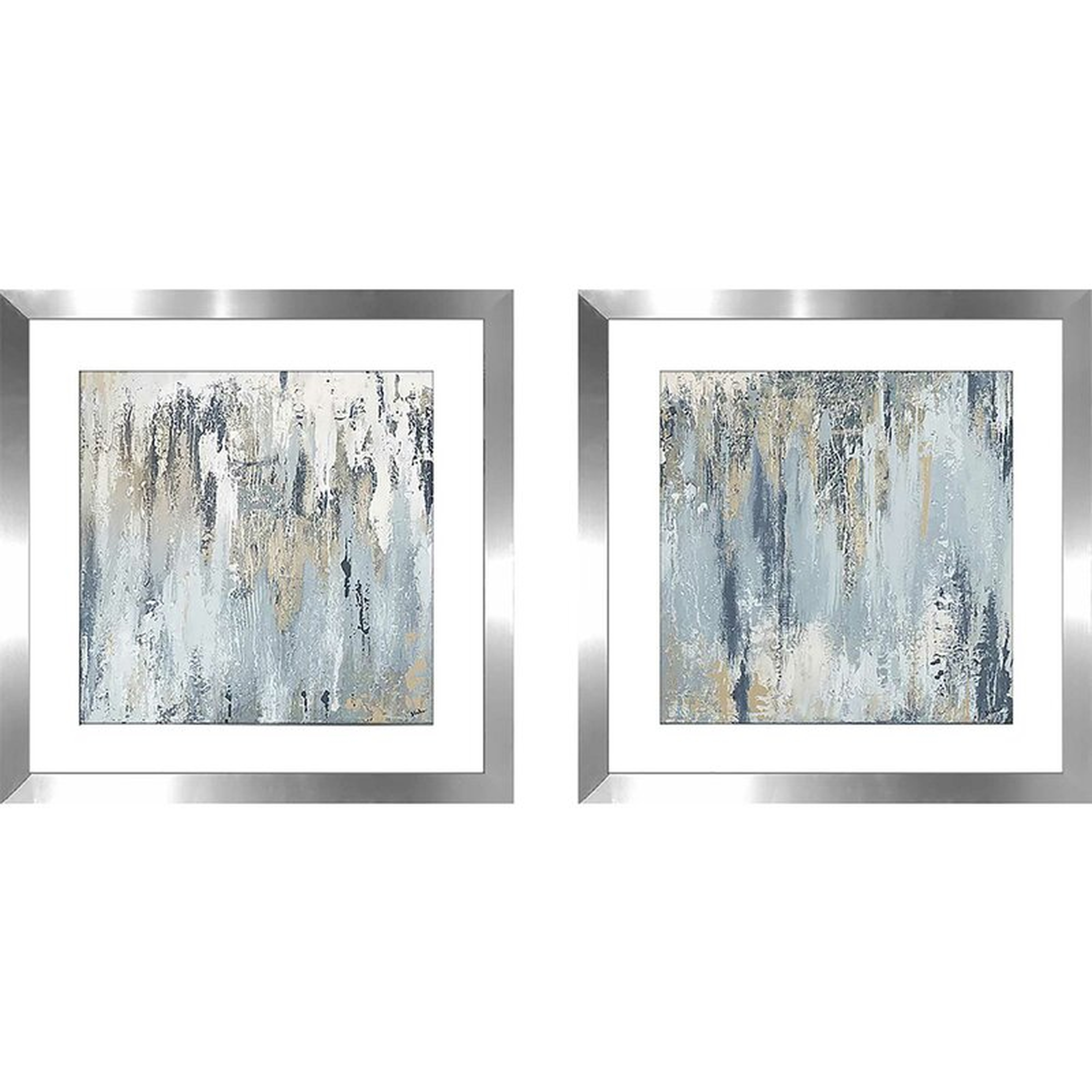 'Blue Illusion Square I' - 2 Piece Picture Frame Acrylic Painting Print Set on Paper / White - Wayfair