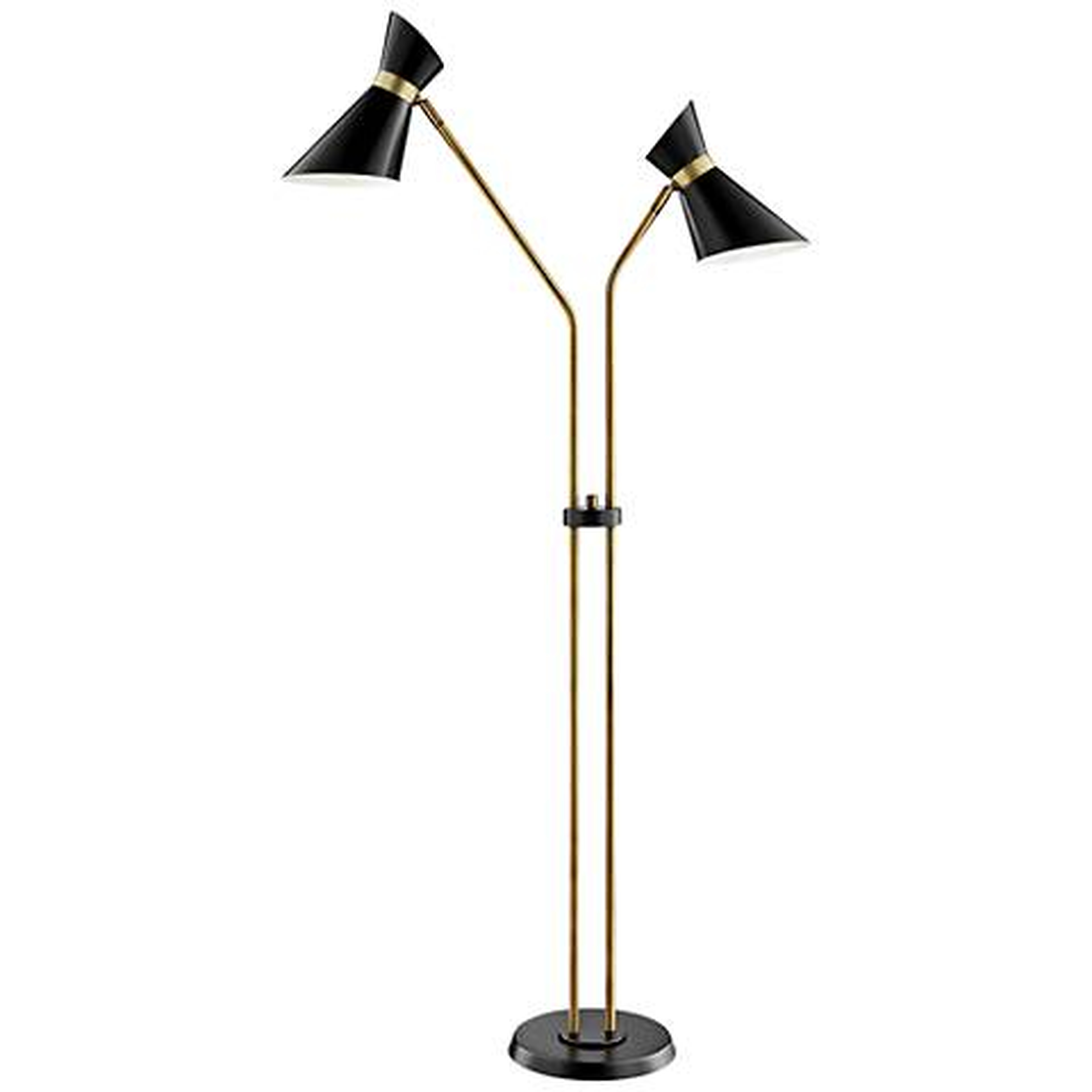 Lite Source Jared Black and Antique Brass 2-Arm Floor Lamp - Lamps Plus