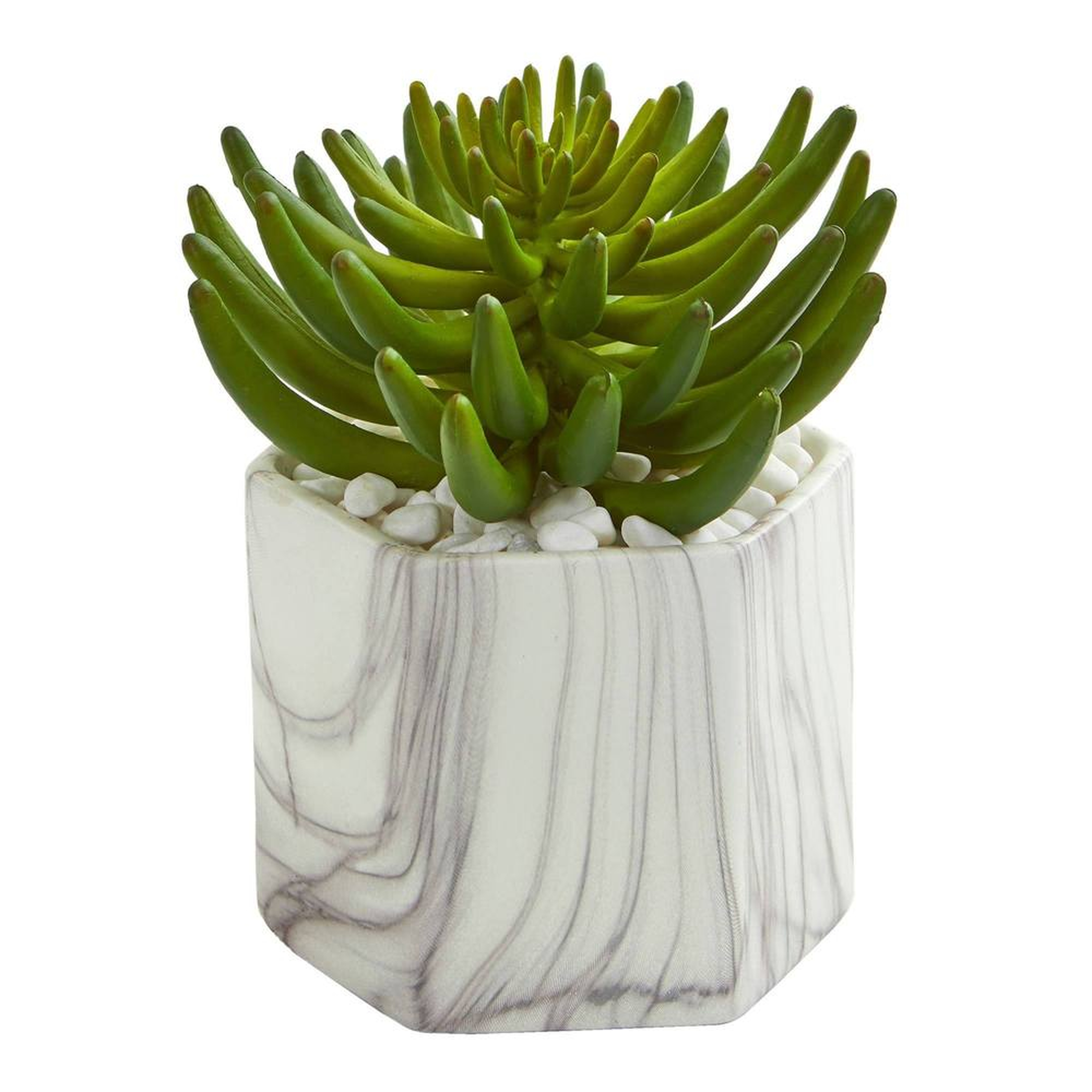 Succulent Artificial Plant in Marble Vase - Fiddle + Bloom