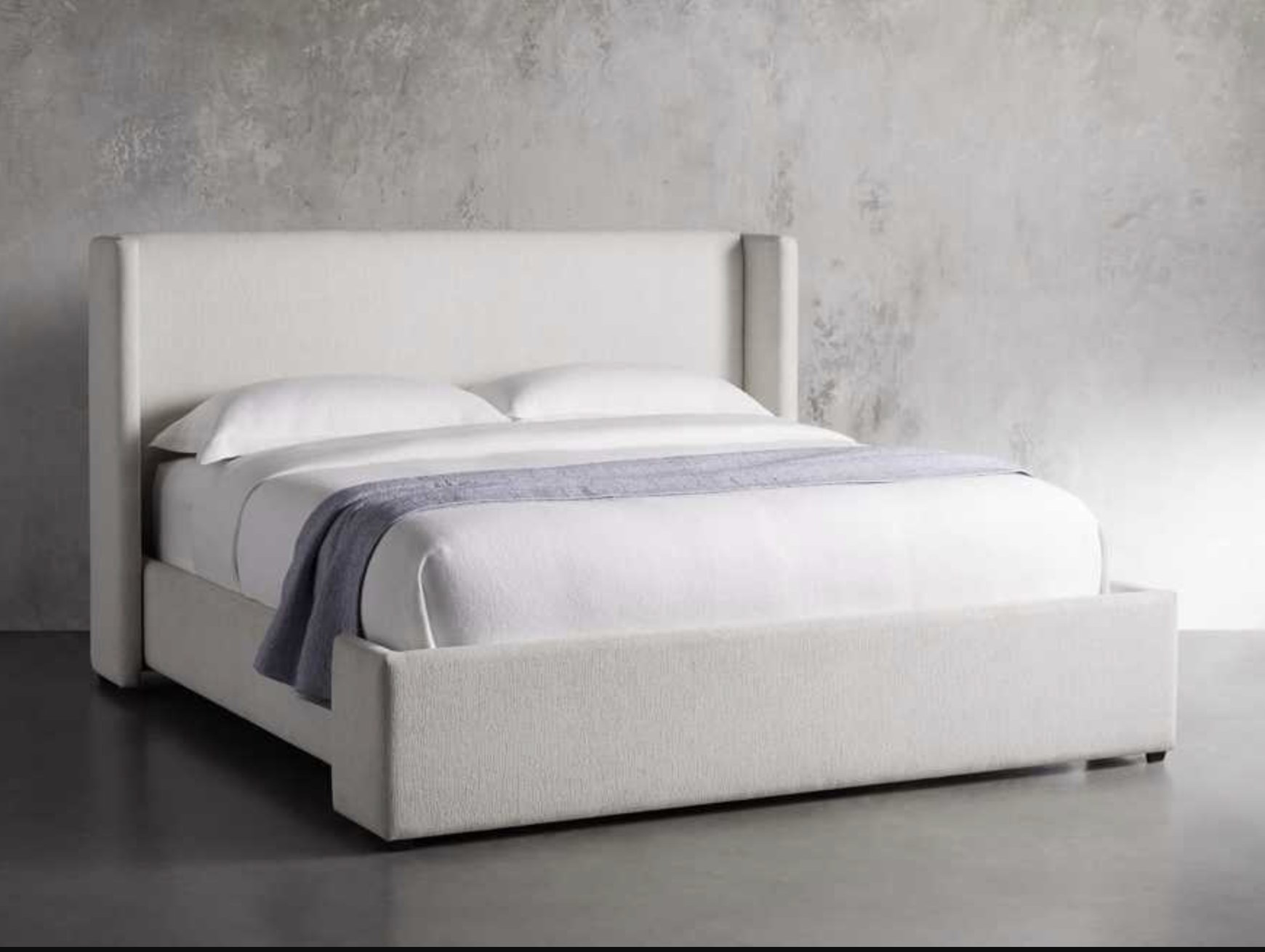 Wyller Bed in Upholstered King White  Tania Cashmere/52" - Arhaus