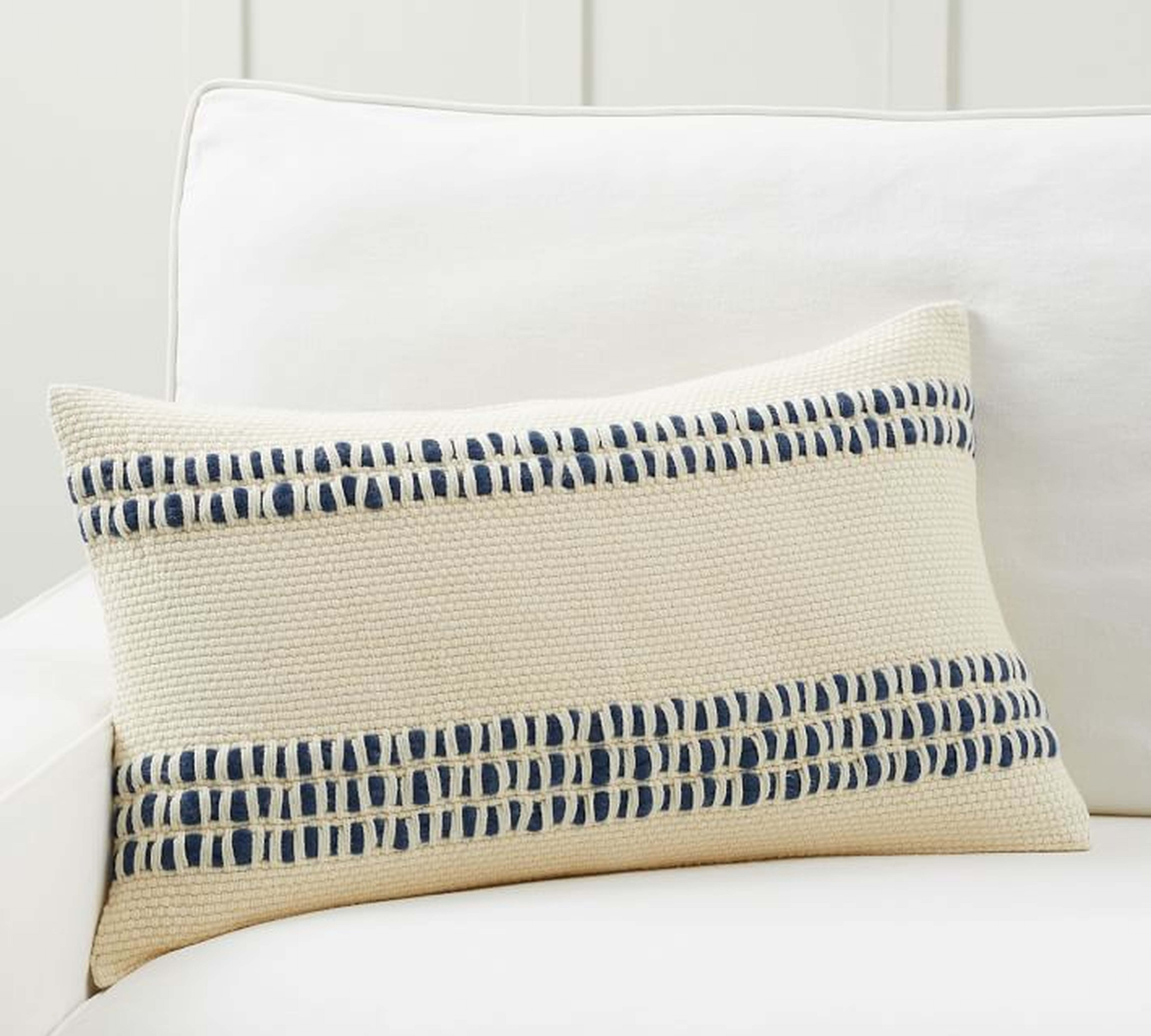 26" x 16" Reed Striped Lumbar Pillow Cover Navy - Pottery Barn