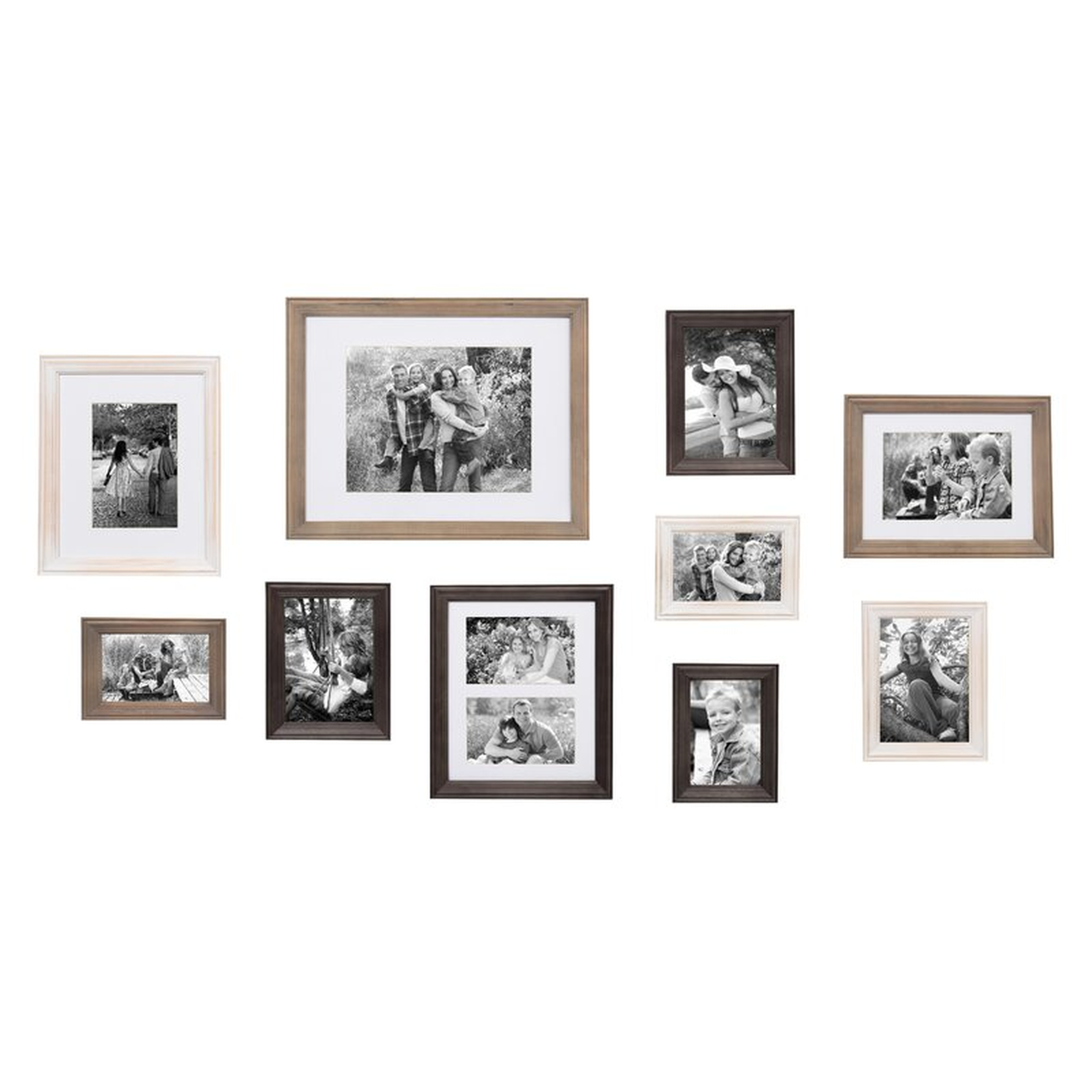 10 Piece Sturminster Gallery Picture Frame Set-White Wash/Charcoal Gray/Rustic Gray - Wayfair