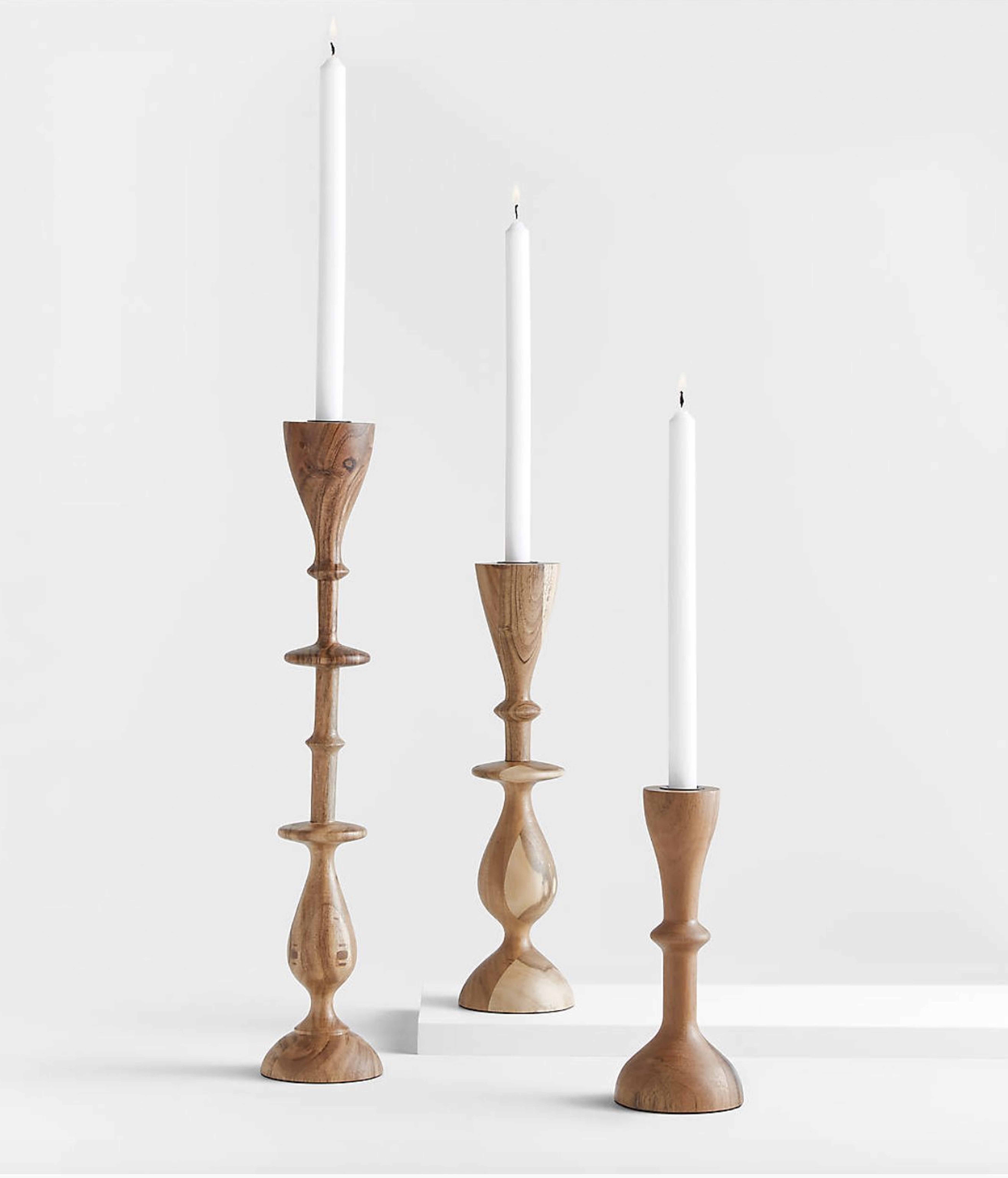 Vantaa Natural Taper Candle Holders, Set of 3 - Crate and Barrel