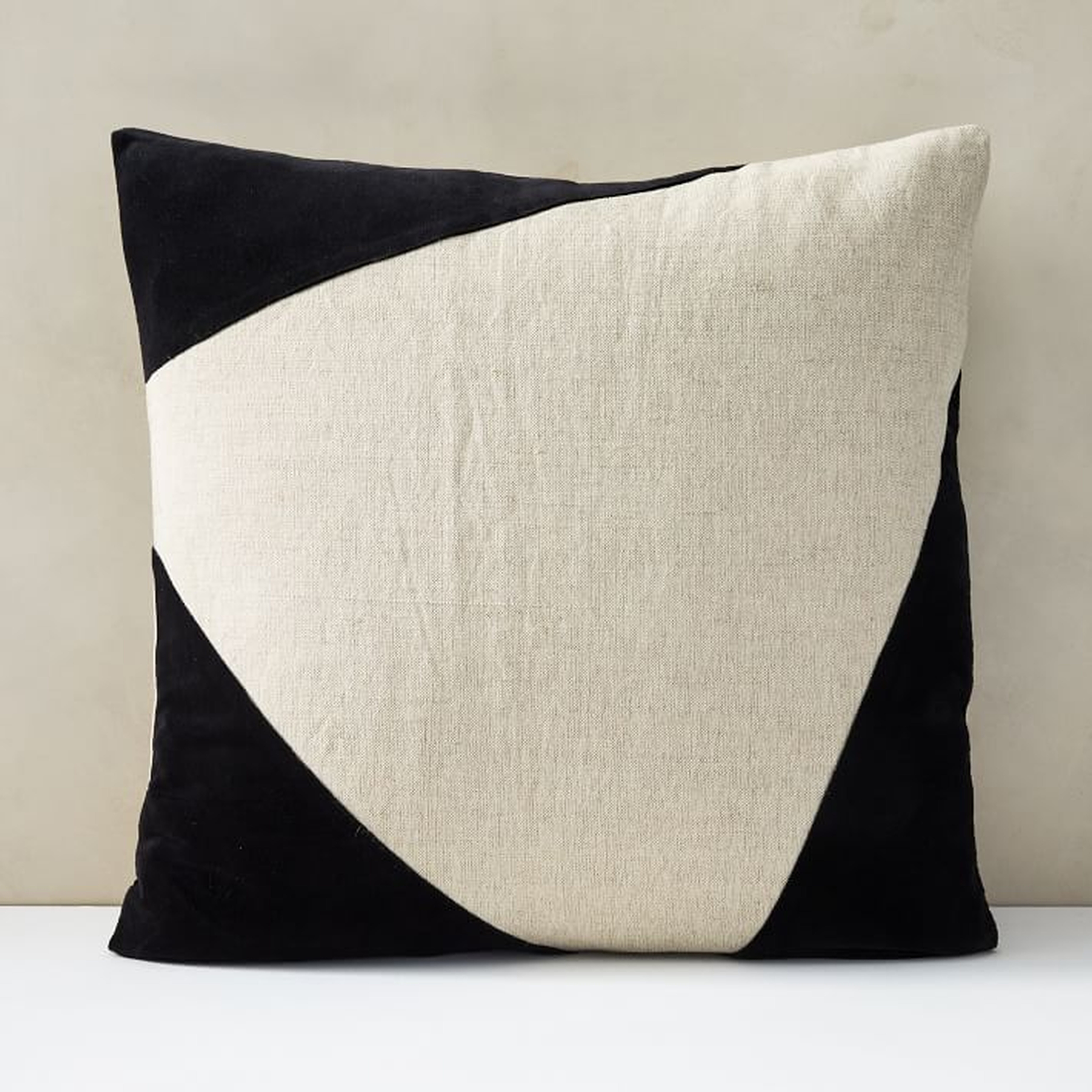 Cotton Linen + Velvet Corners Pillow Cover with Down Alternative Insert, Dark Horseradish, 24"x24" - West Elm