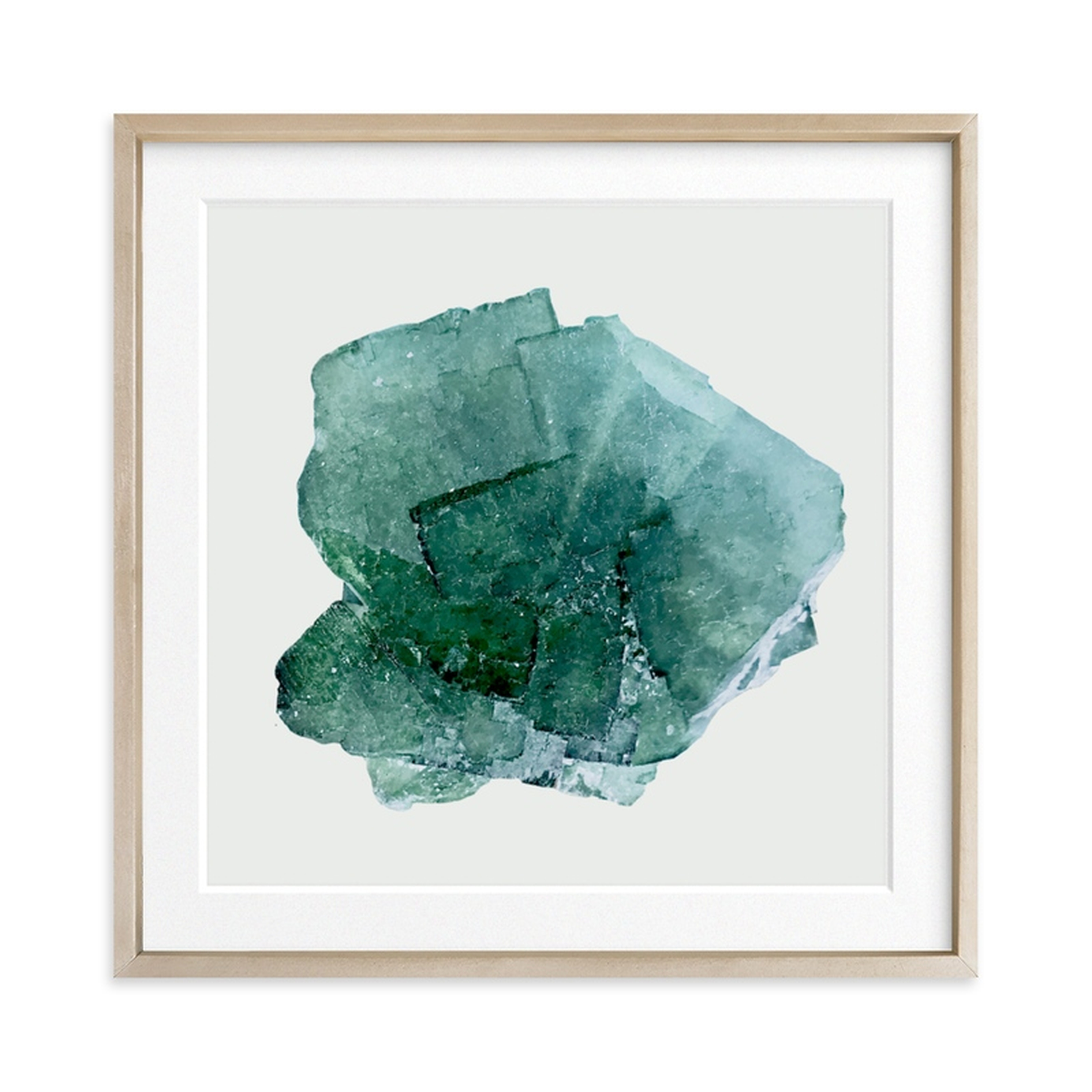teal beach glass - 24 x 24, matted - Minted