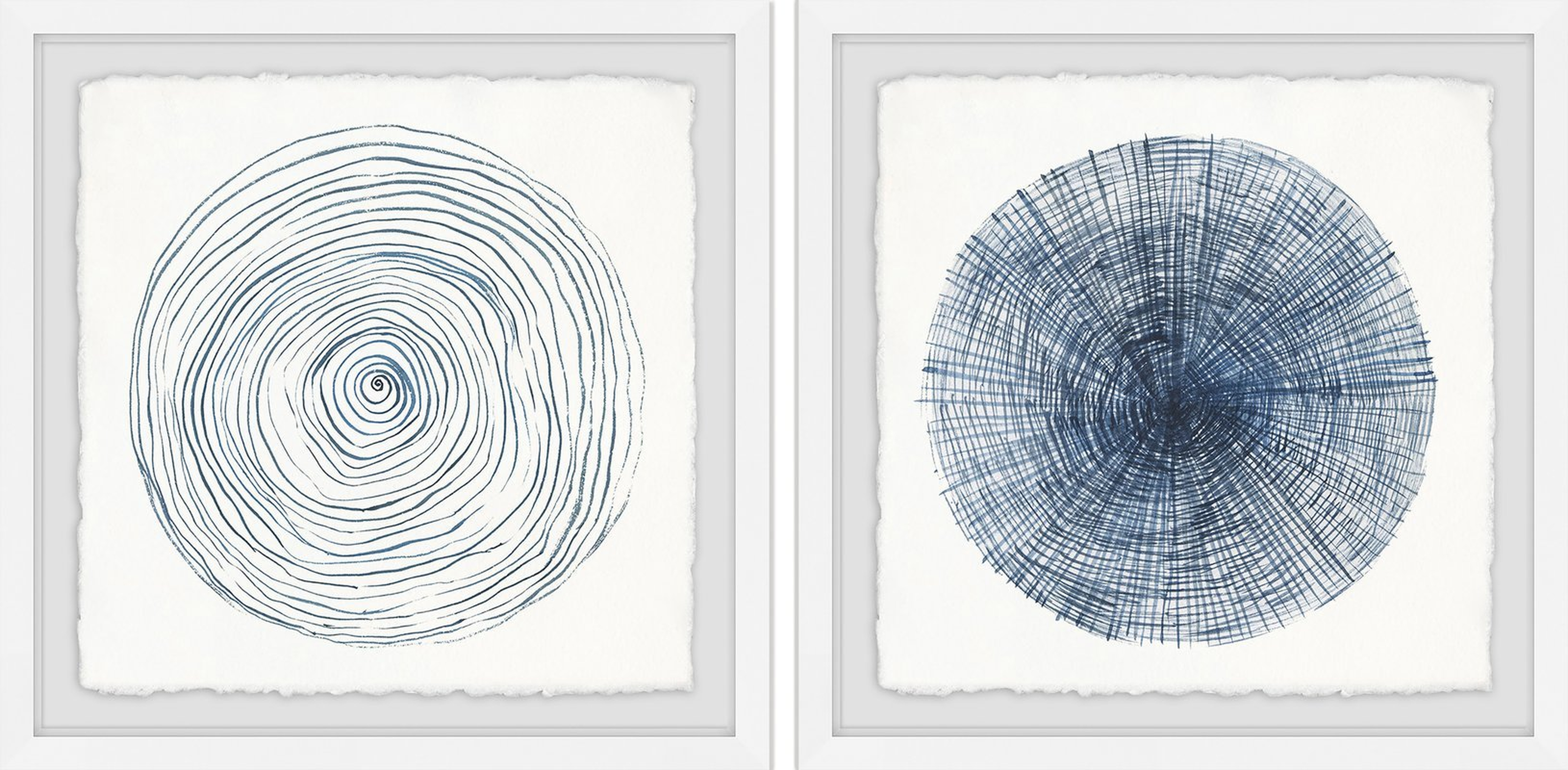 'Circle Lines Diptych' 2 Piece Framed Drawing Print Set - Wayfair