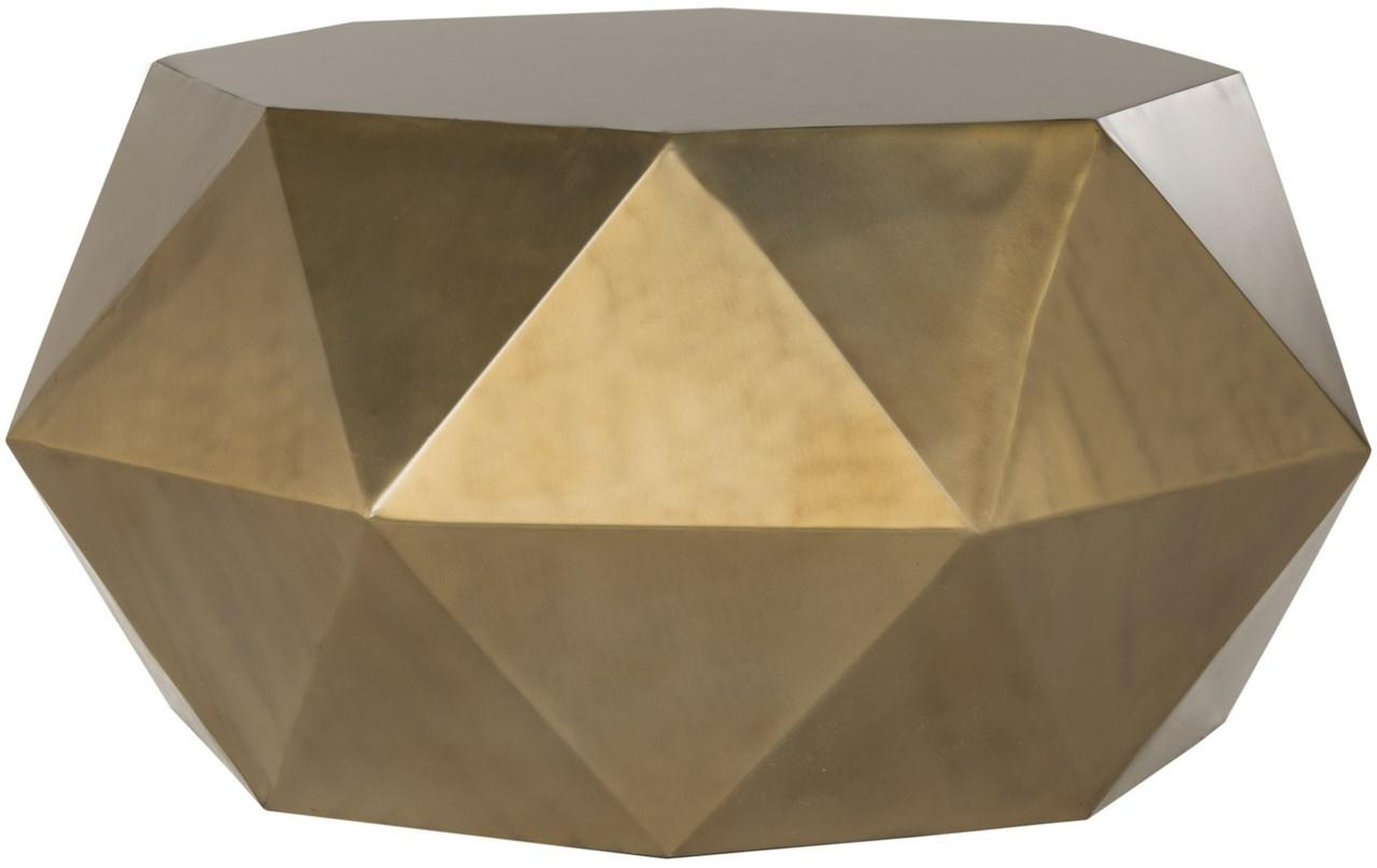 Astrid Faceted Coffee Table, Brushed Brass - Arlo Home
