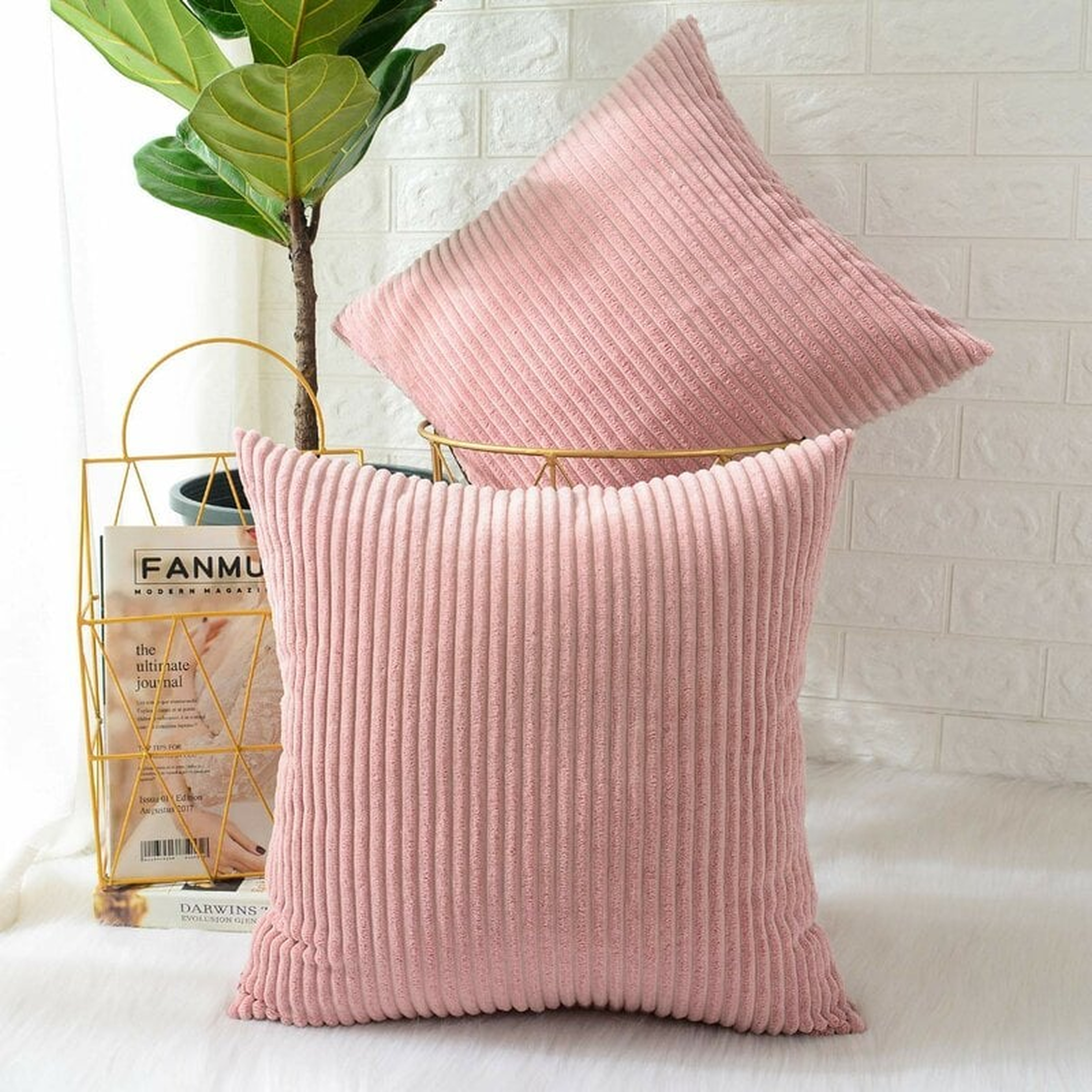 Ayedin Square Throw Pillow Cover (Set of 2) / Smoke Pink - Wayfair
