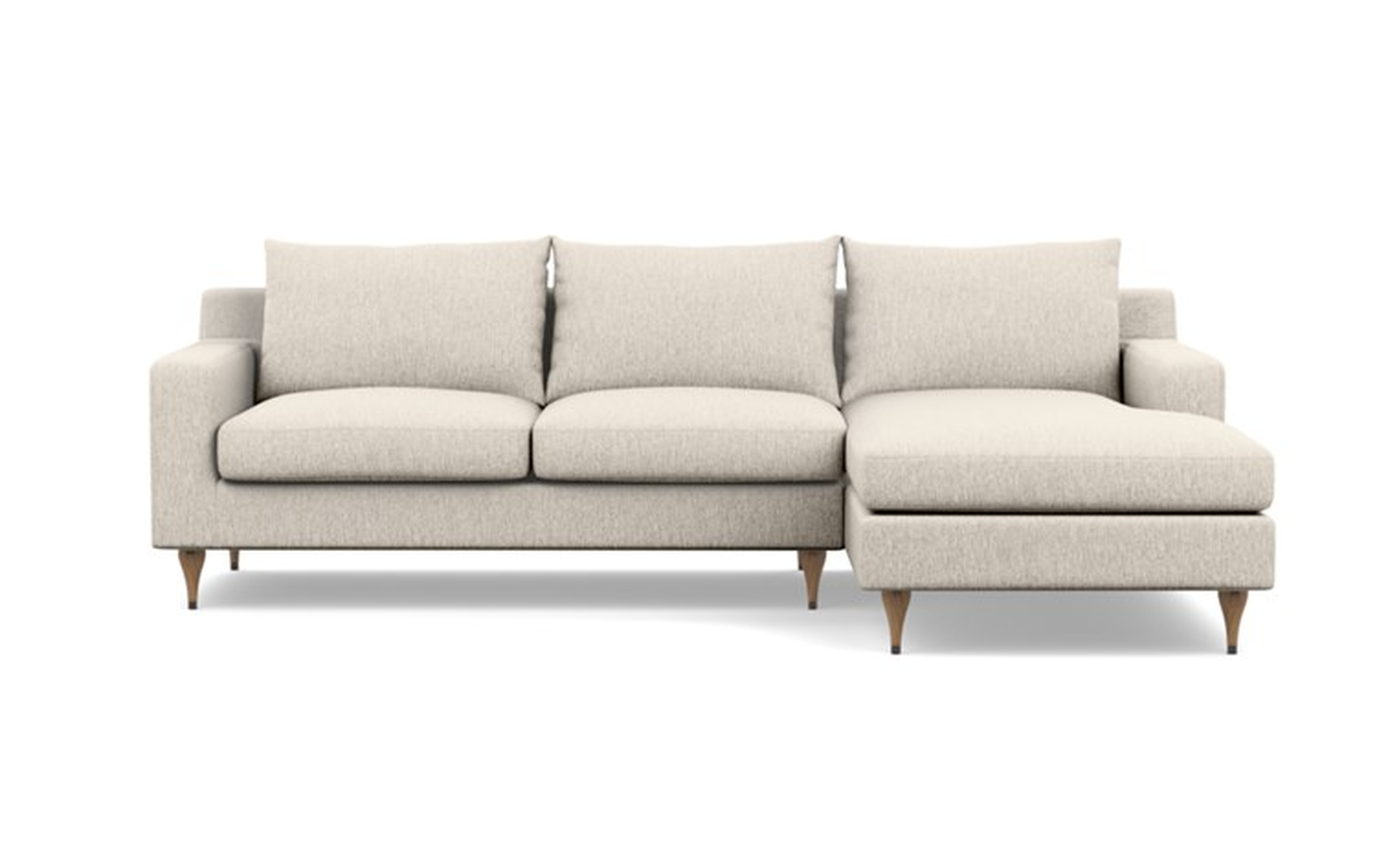 SLOAN Sectional Sofa with Right Chaise - Wheat Cross Weave/White Oak with Antique Cap - Interior Define