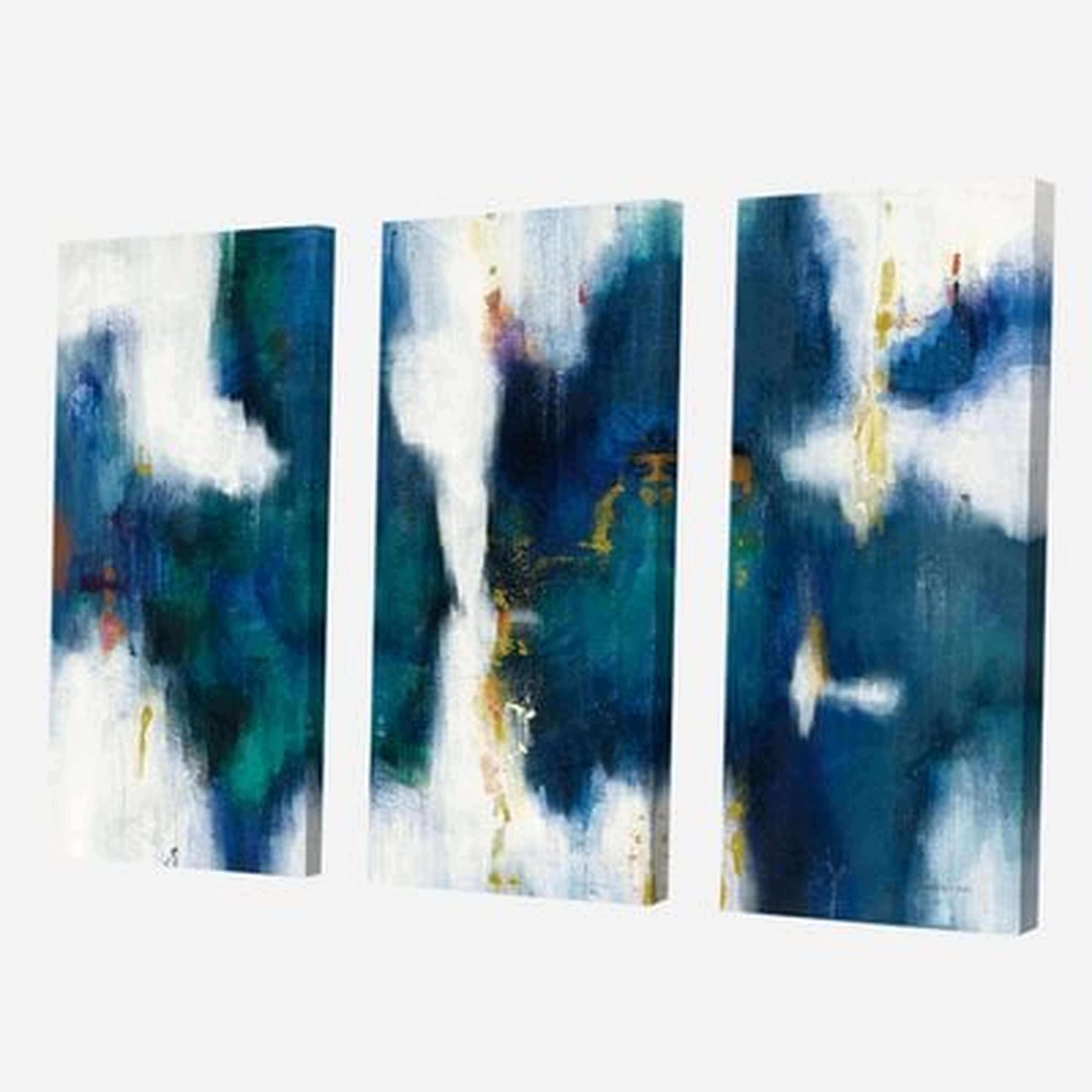 Premium 'Blue Glam Texture I' Painting Multi-Piece Image on Canvas - Wayfair
