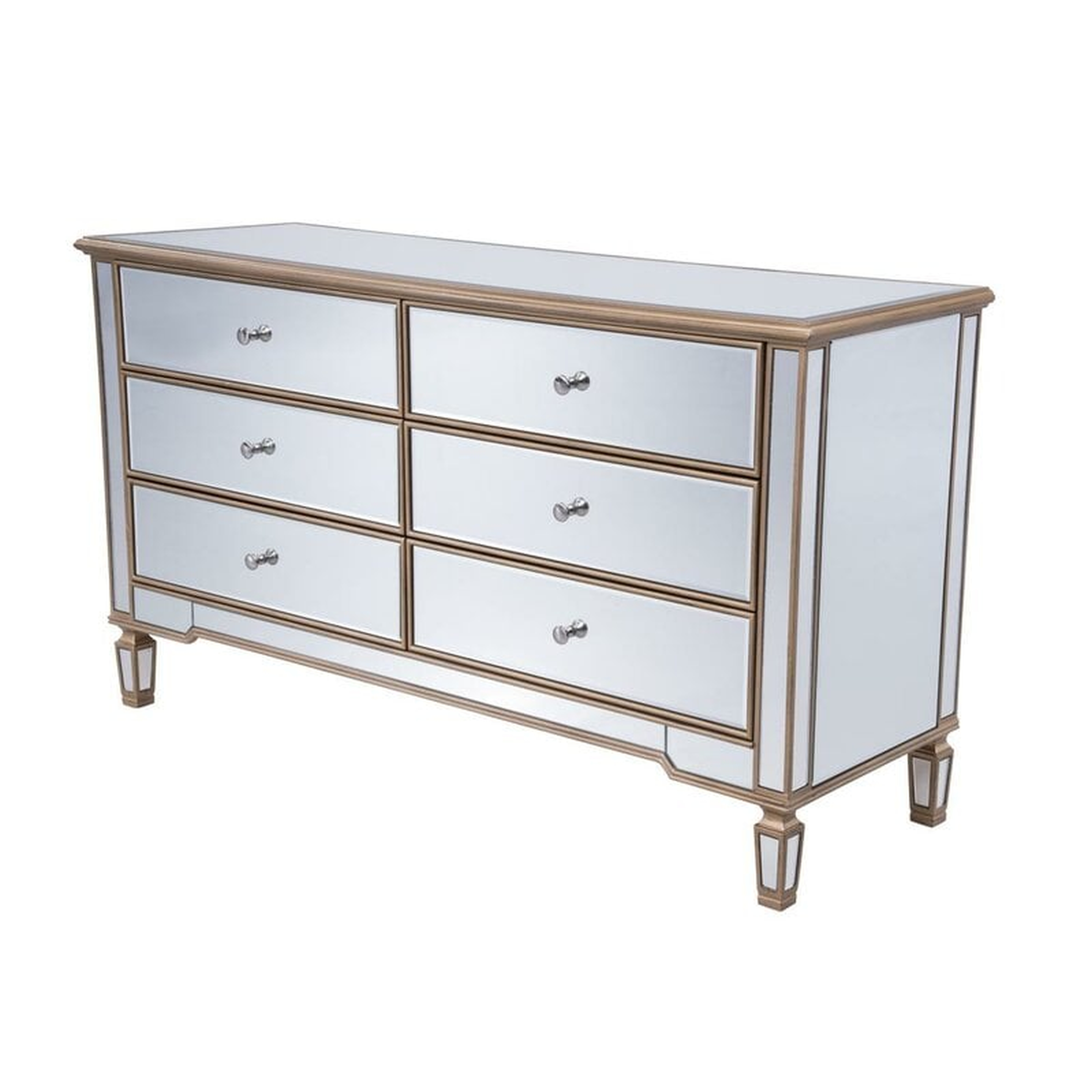 Shelly 6 Drawer Double Dresser, Gold - Wayfair