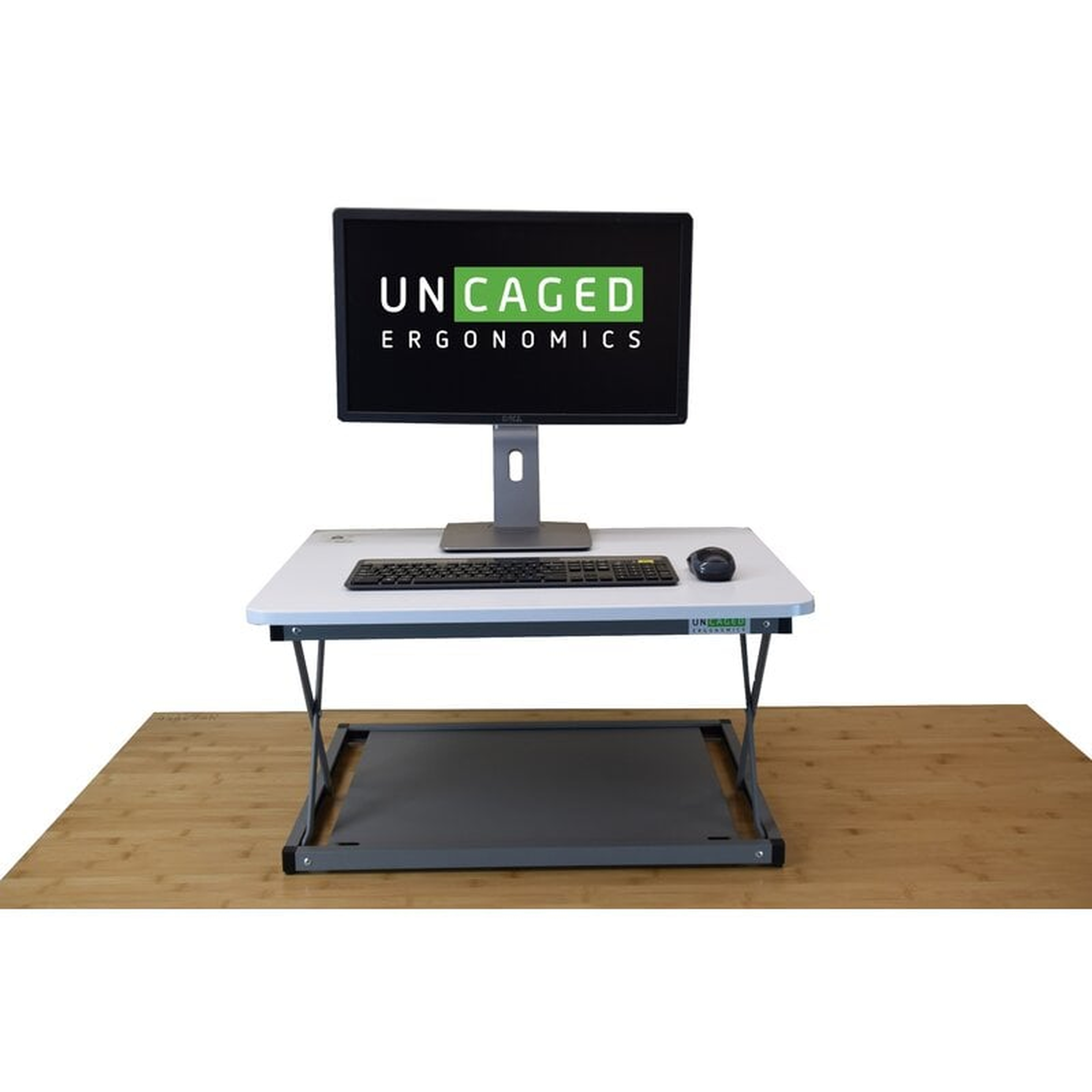 Change Desk Mini Standing Desk Converter, White/Gray - Wayfair