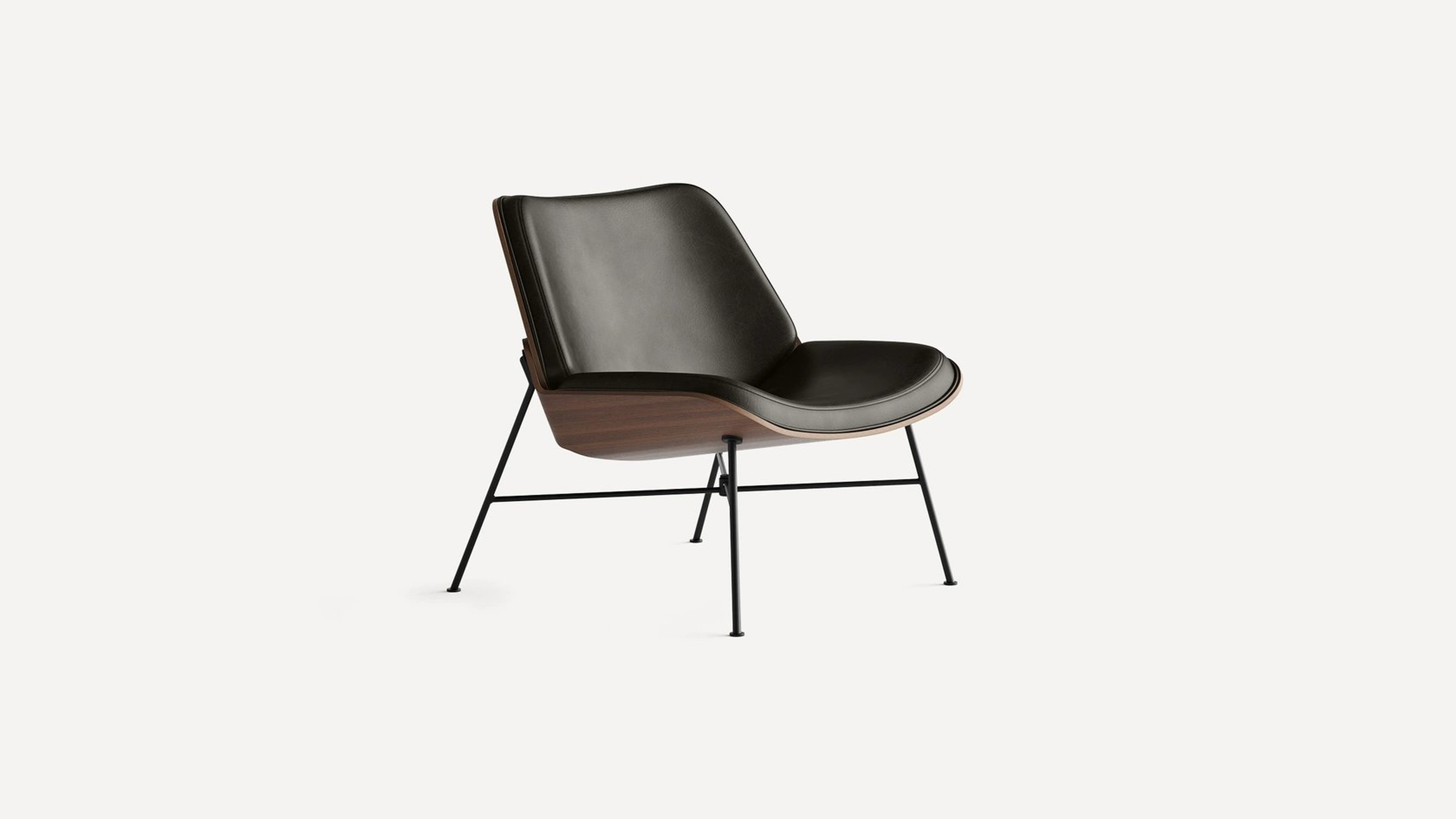 Burrow Vesper Leather & Wood Lounge Chair - Burrow