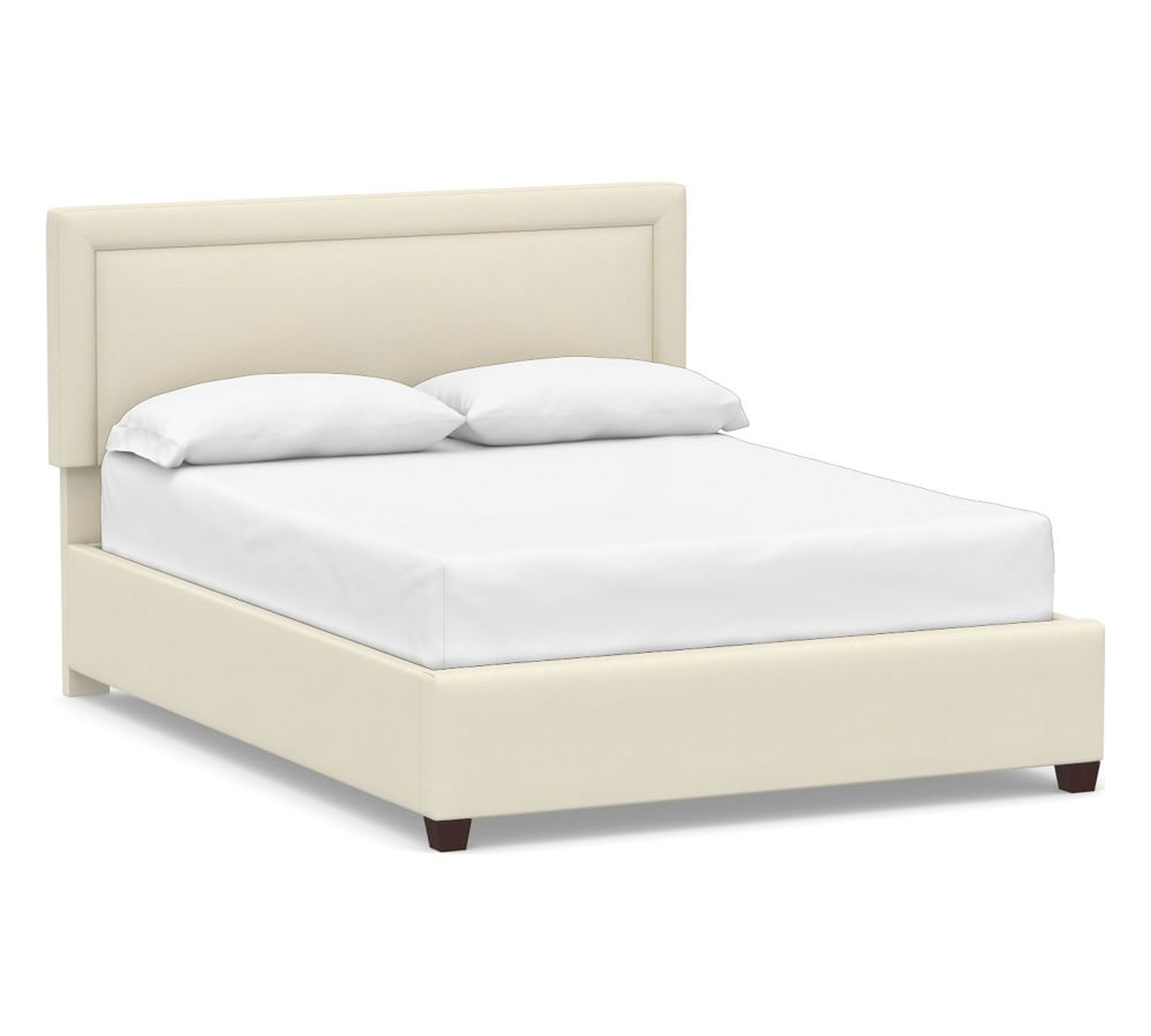 Elliot Square Upholstered Bed, Queen, Park Weave Ivory - Pottery Barn