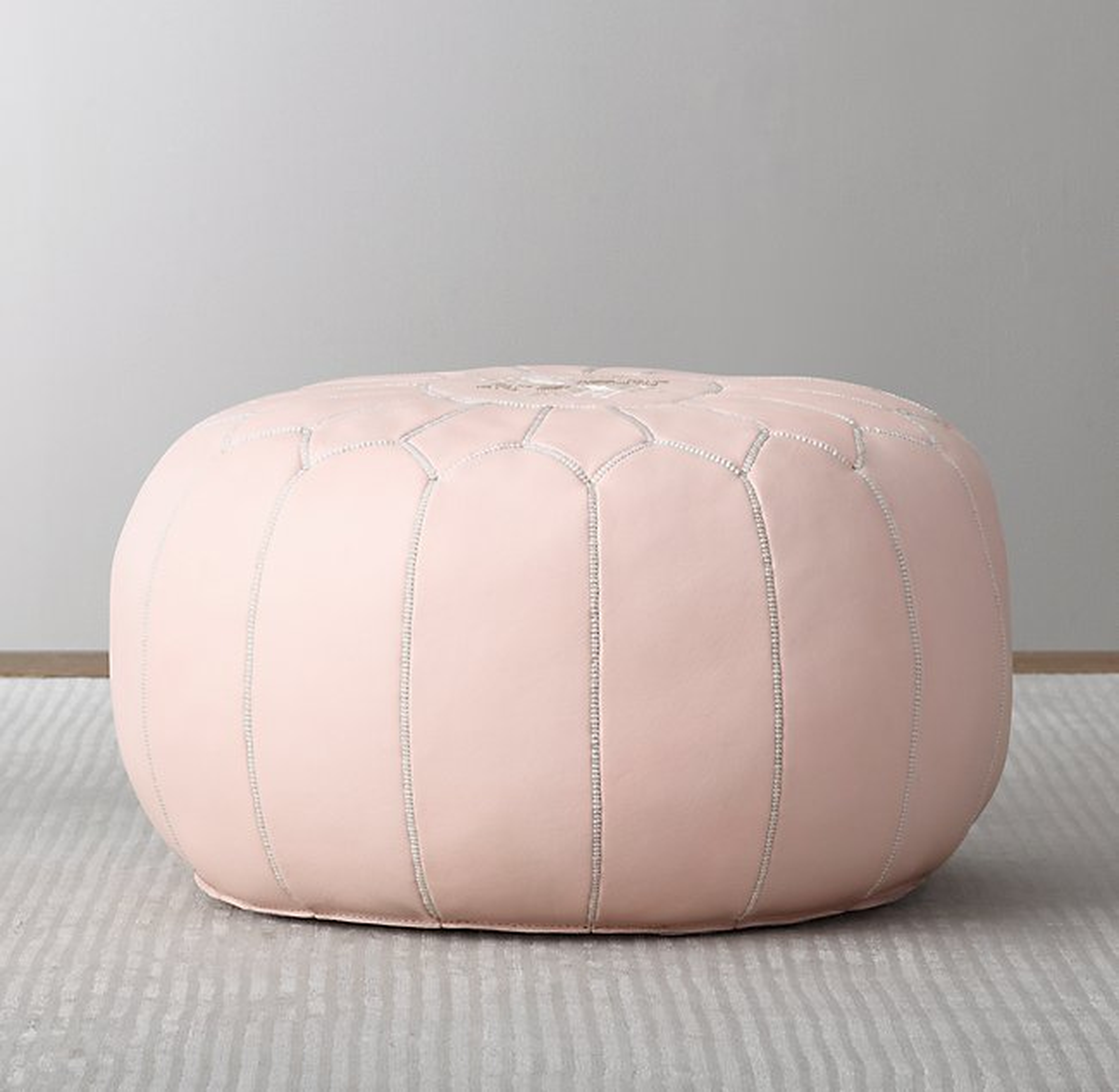 MOROCCAN LEATHER ROUND POUF - PETAL - RH Baby & Child